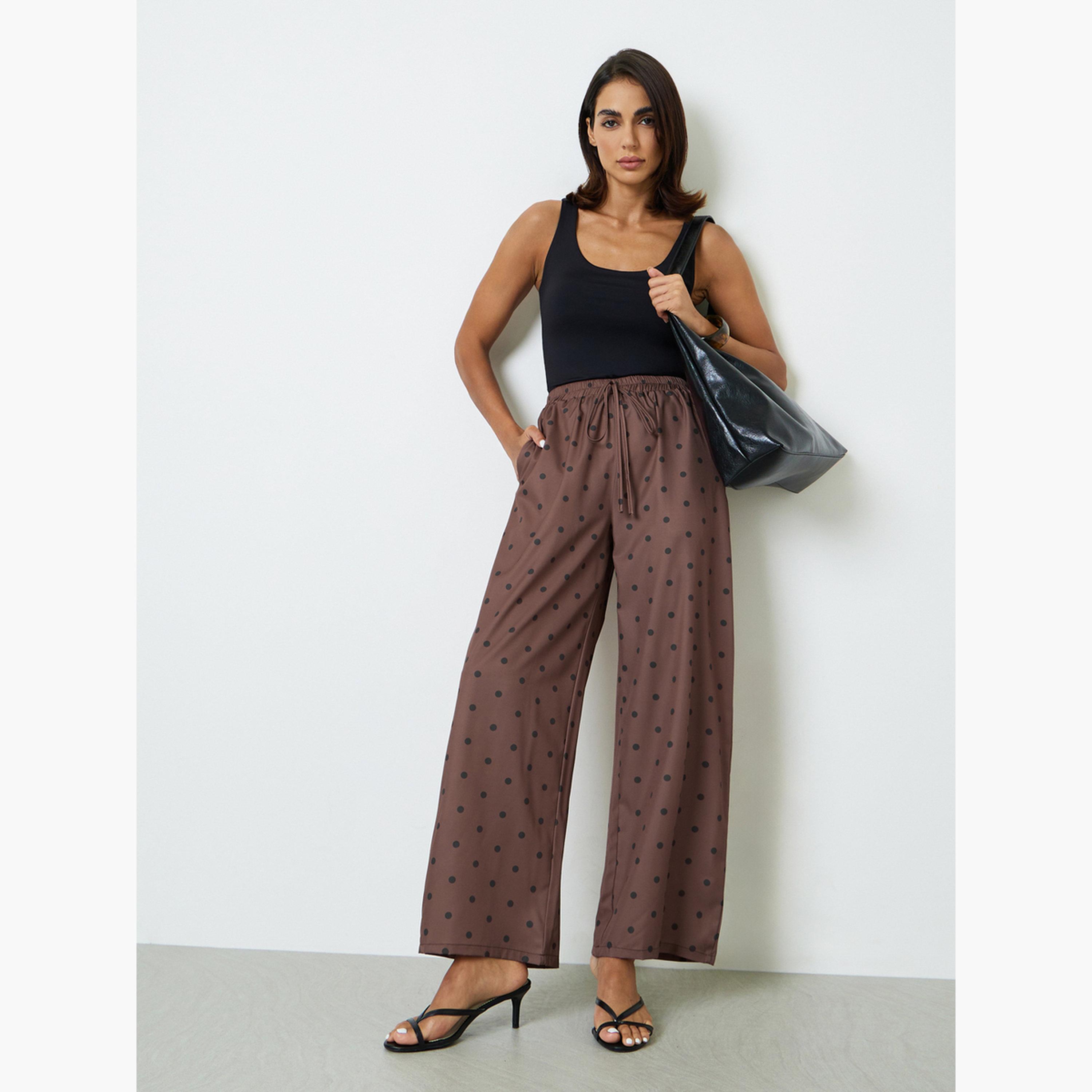 Take Two Brown Polka Dot Wide Leg Trousers-women-clothing-joggers-image-2