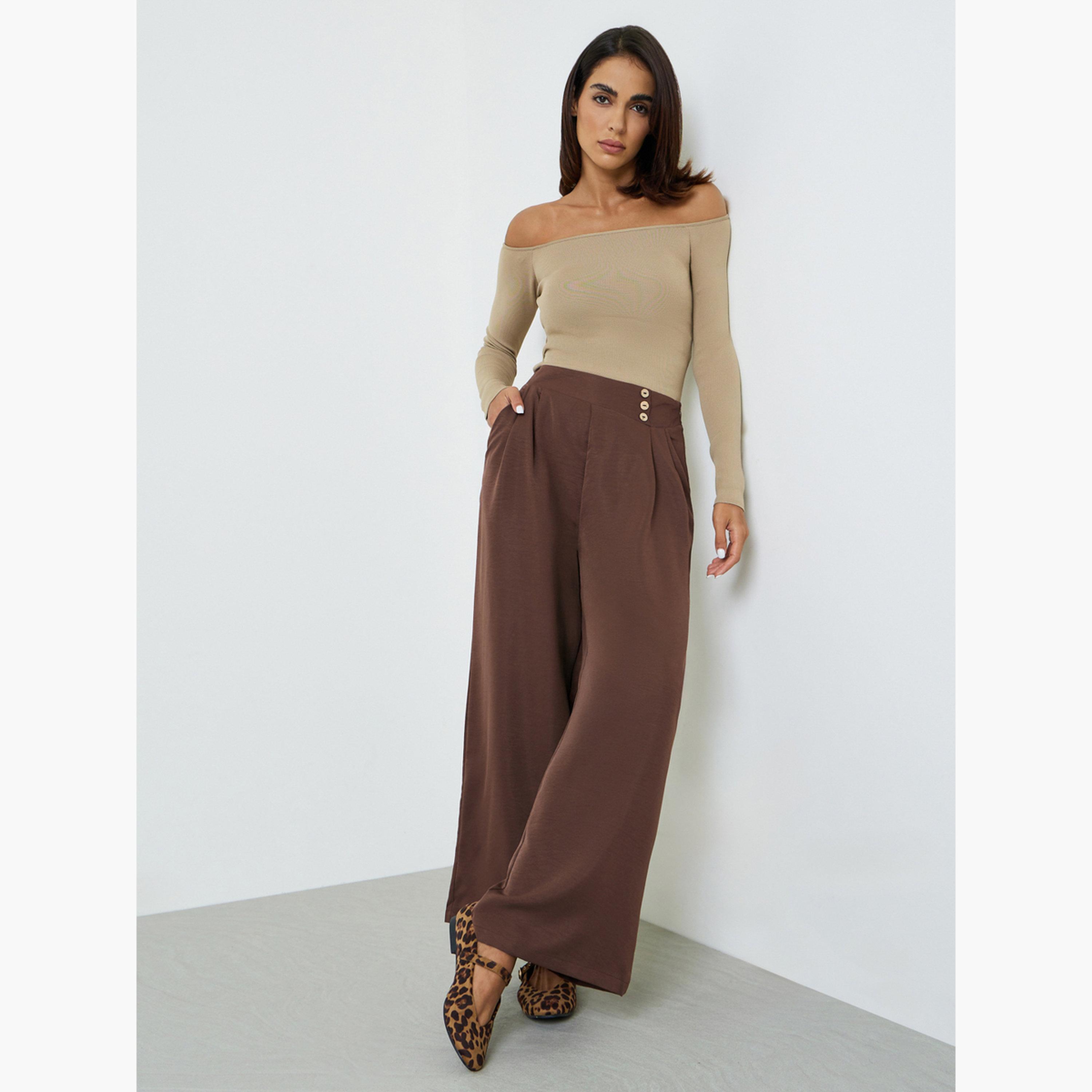 Take Two Elegant Brown Wide-Leg Pleated Trousers-women-clothing-trousers-image-2