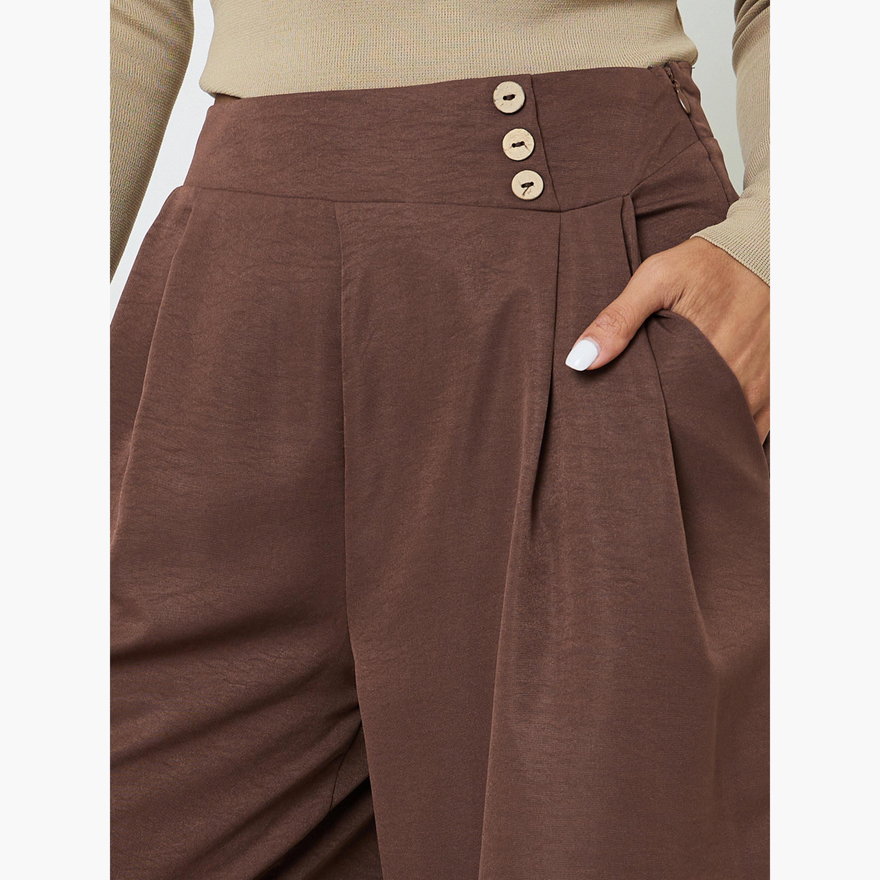 Take Two Elegant Brown Wide-Leg Pleated Trousers-women-clothing-trousers-image-3