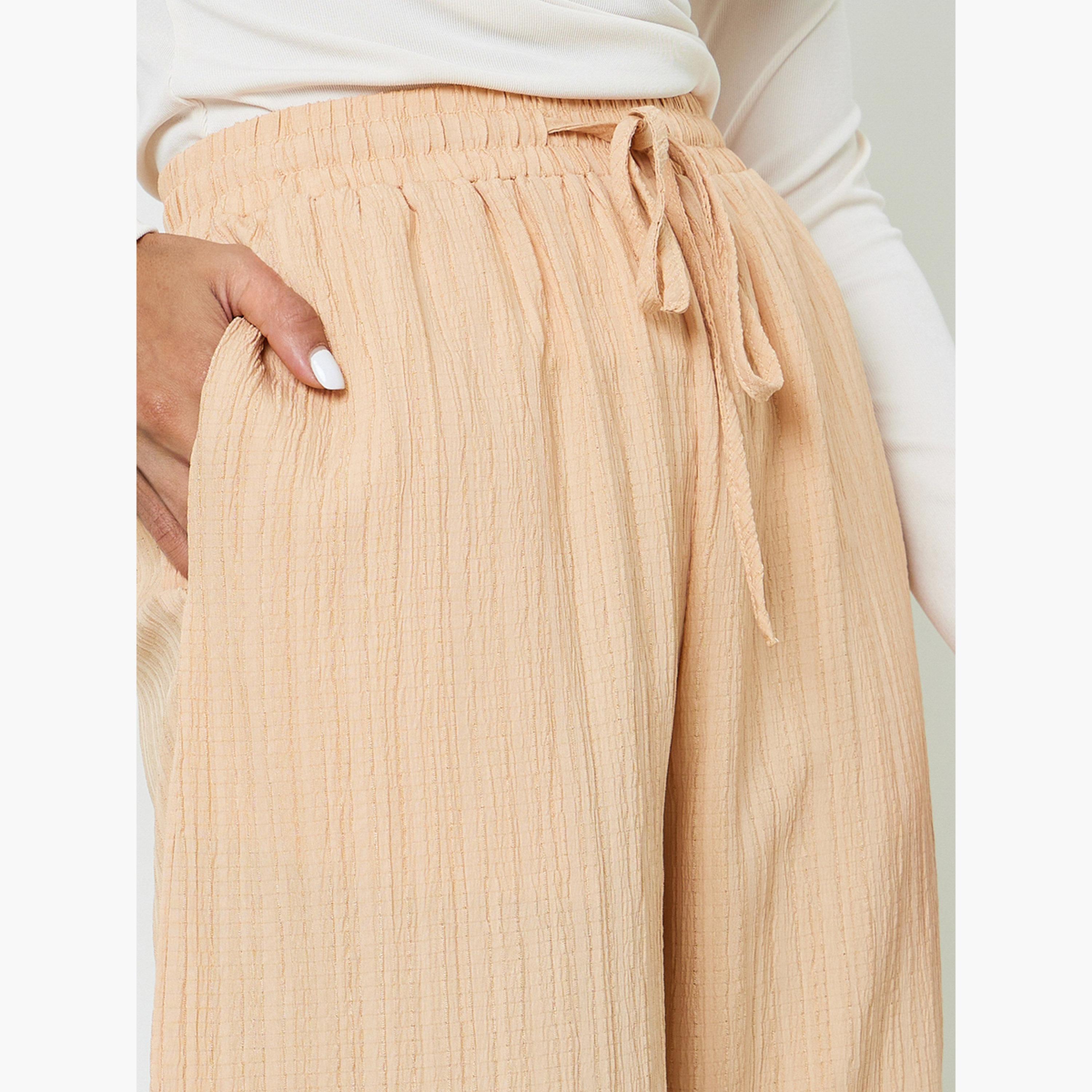 Take Two Khaki Textured Wide-Leg Palazzo Pants-women-clothing-joggers-image-3