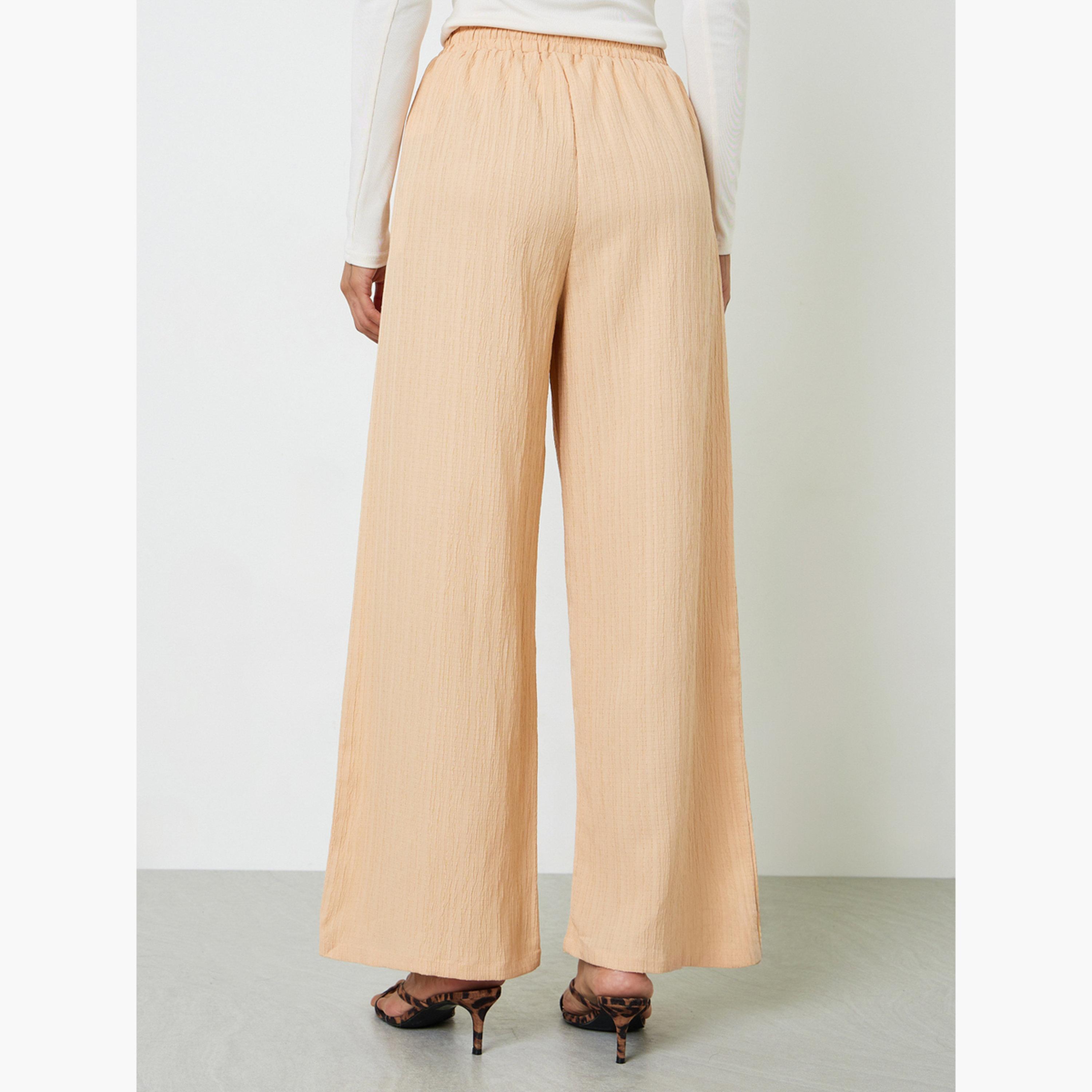 Take Two Khaki Textured Wide-Leg Palazzo Pants-women-clothing-joggers-image-4