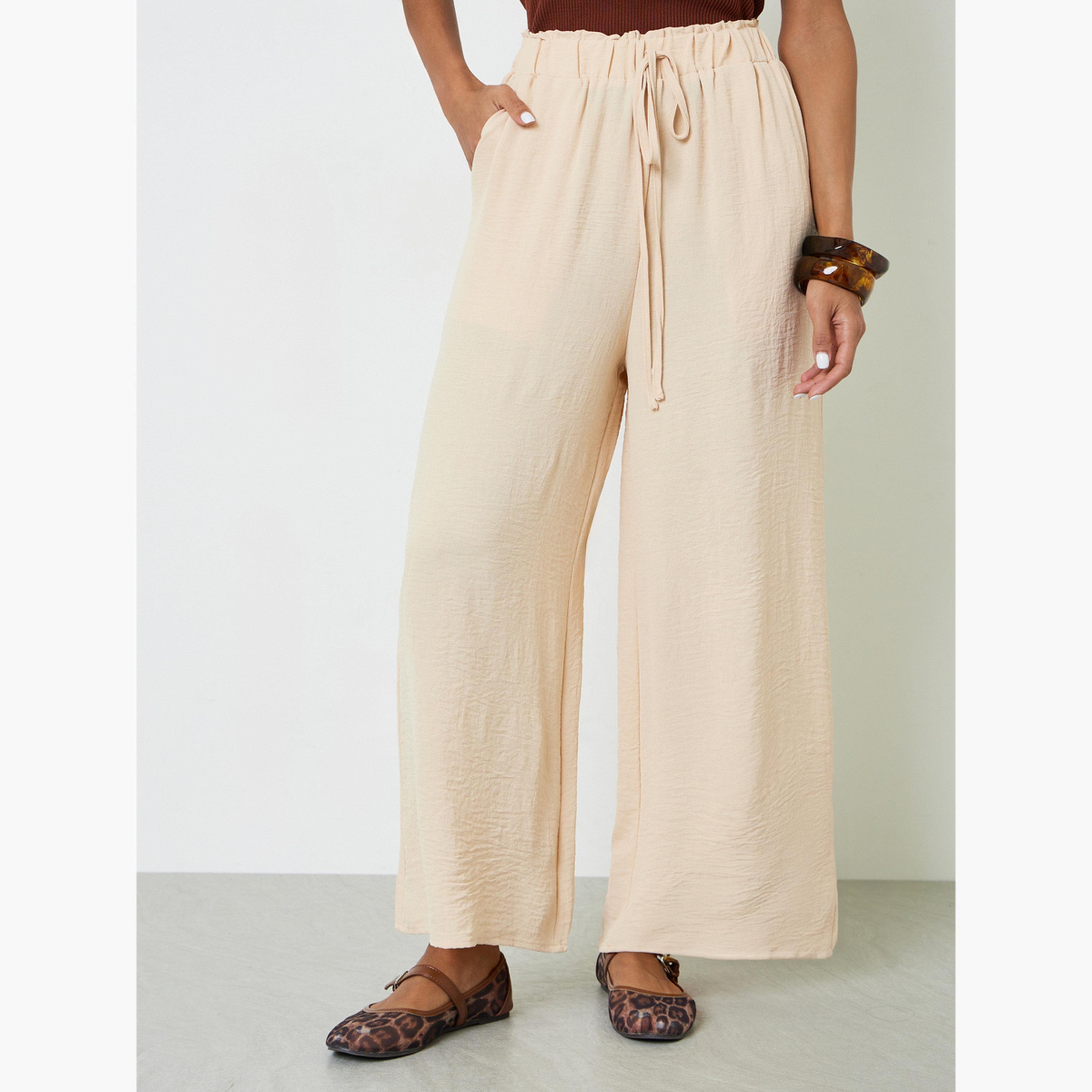 Take Two Monochrome Wide-Leg Drawstring Trousers-women-clothing-joggers-image-1