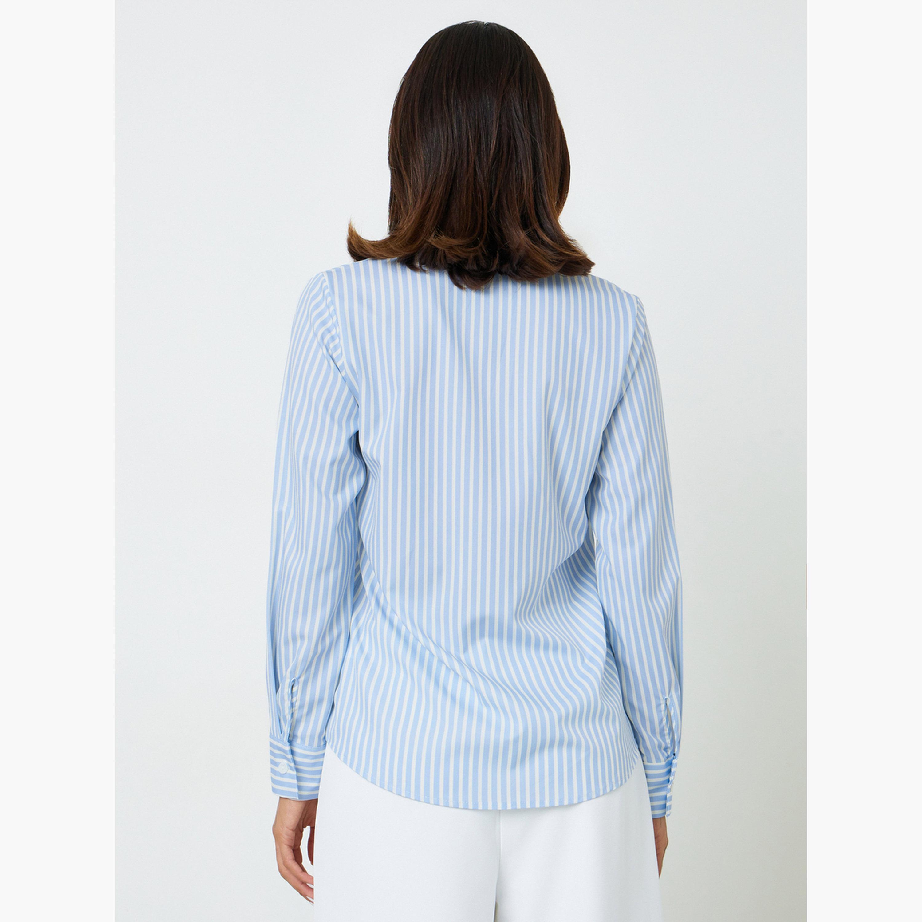 Take Two Regular Fit Blue Striped Long-Sleeve Shirt-women-clothing-shirtsandblouses-shirts-image-3