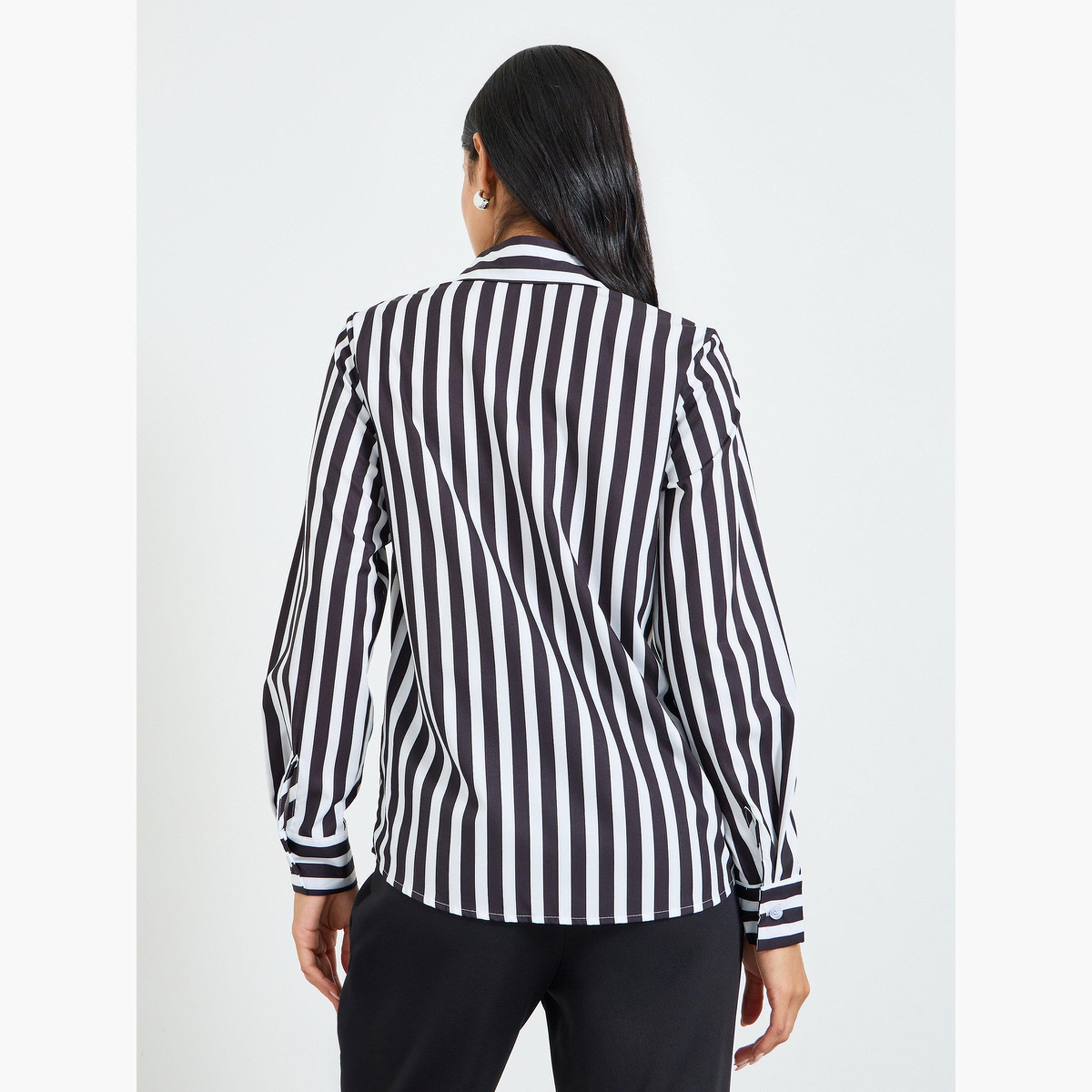 بلوزة بأكمام طويلة وأزرار مخطط-women-clothing-shirtsandblouses-shirts-image-3