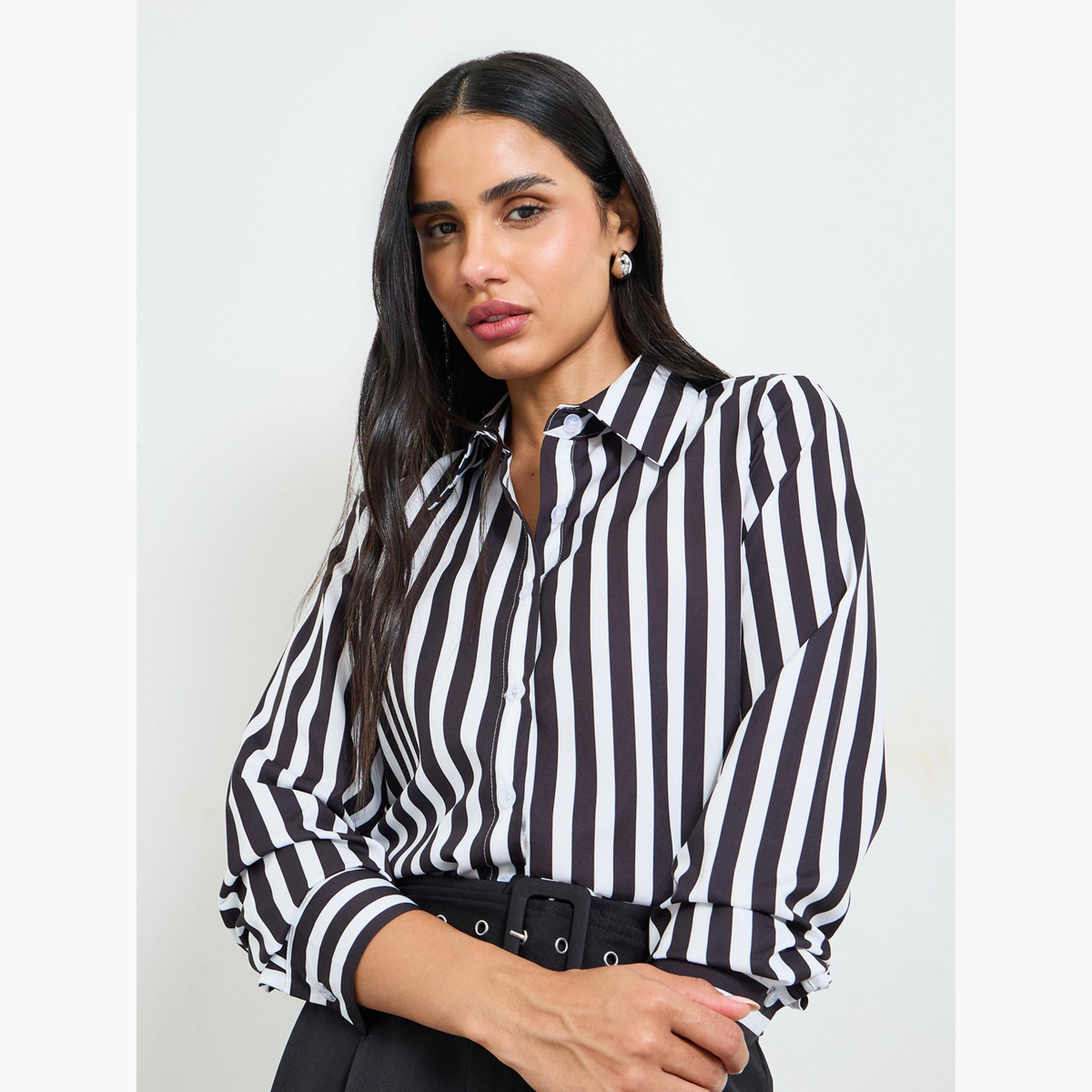 بلوزة بأكمام طويلة وأزرار مخطط-women-clothing-shirtsandblouses-shirts-image-4