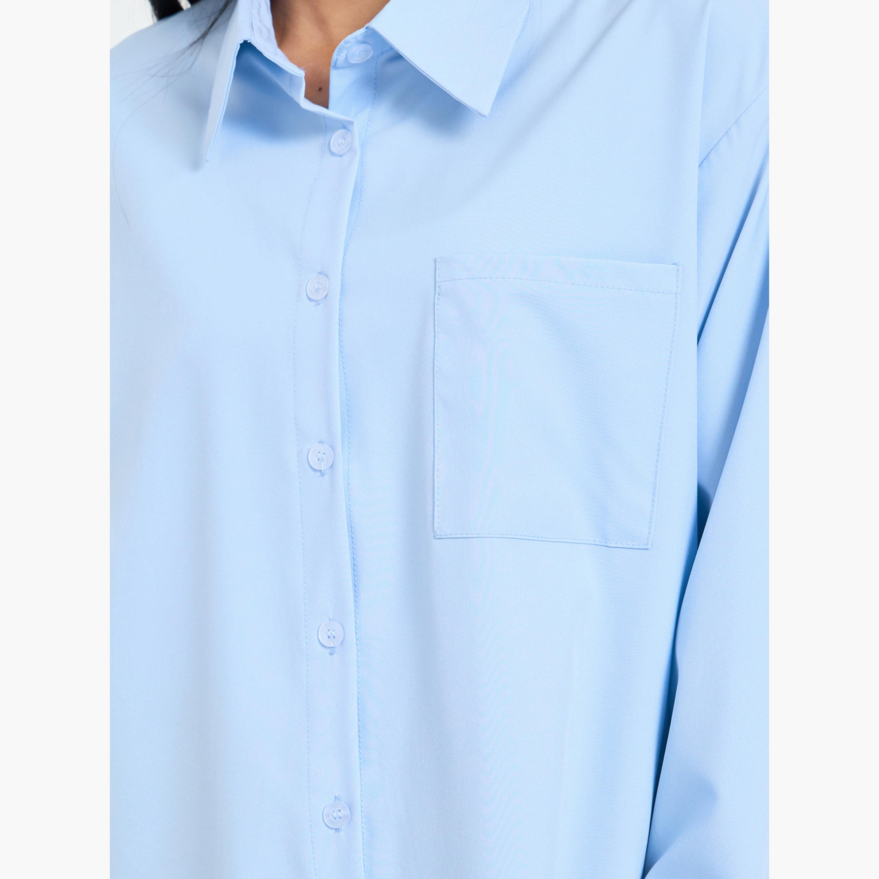 Take Two Relaxed Fit Long Sleeve Blue Shirt-women-clothing-shirtsandblouses-shirts-image-5