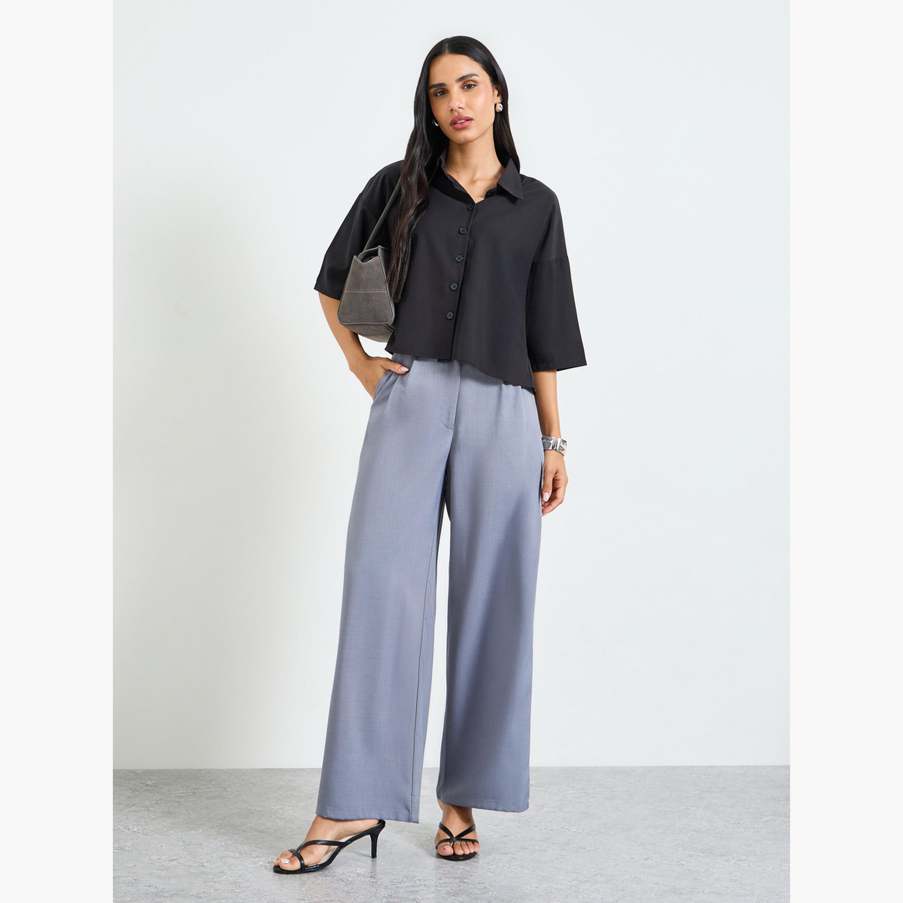 Take Two Black Short Sleeve Casual Shirt-women-clothing-shirtsandblouses-shirts-image-2