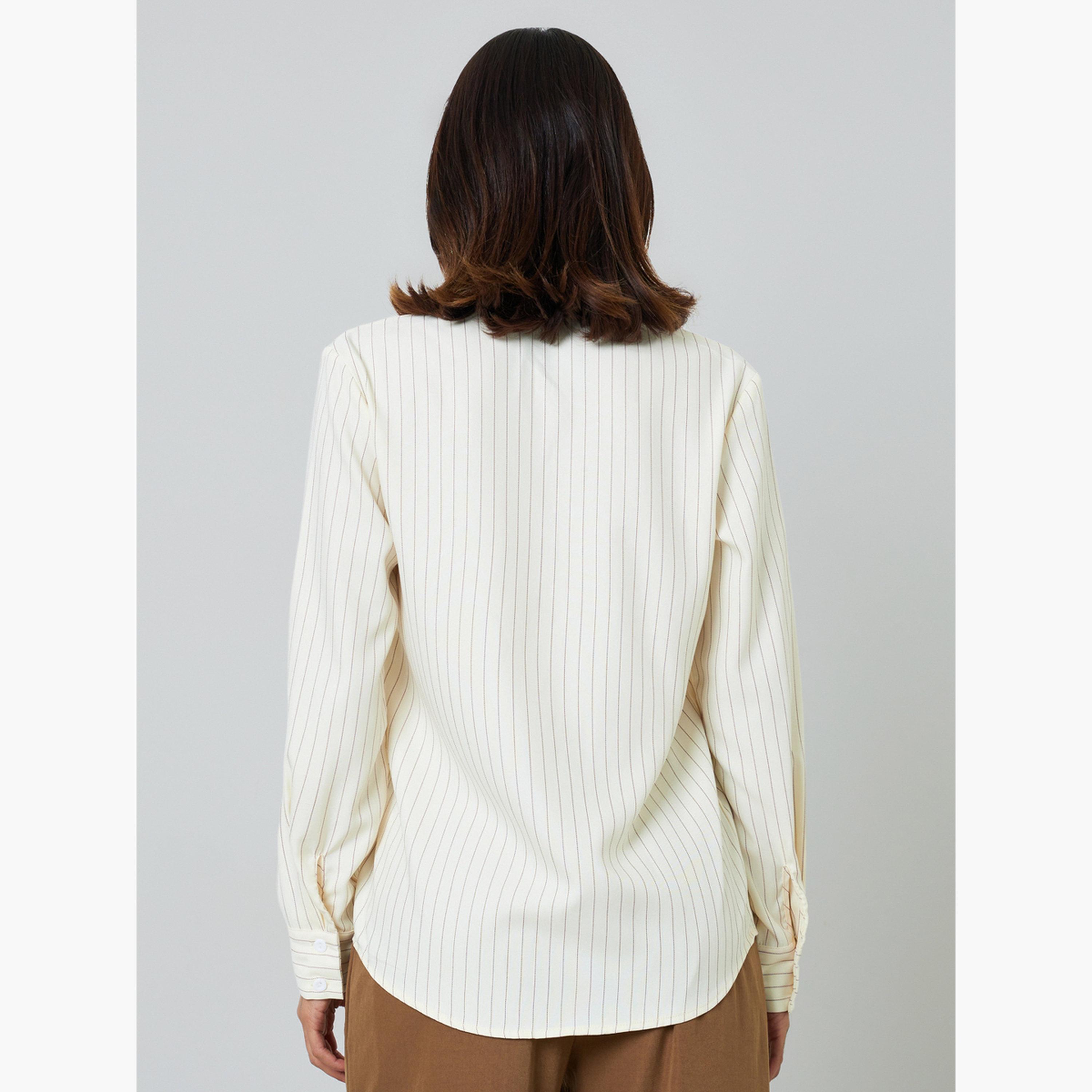 Take Two Striped Yellow Regular Fit Shirt-women-clothing-shirtsandblouses-shirts-image-3