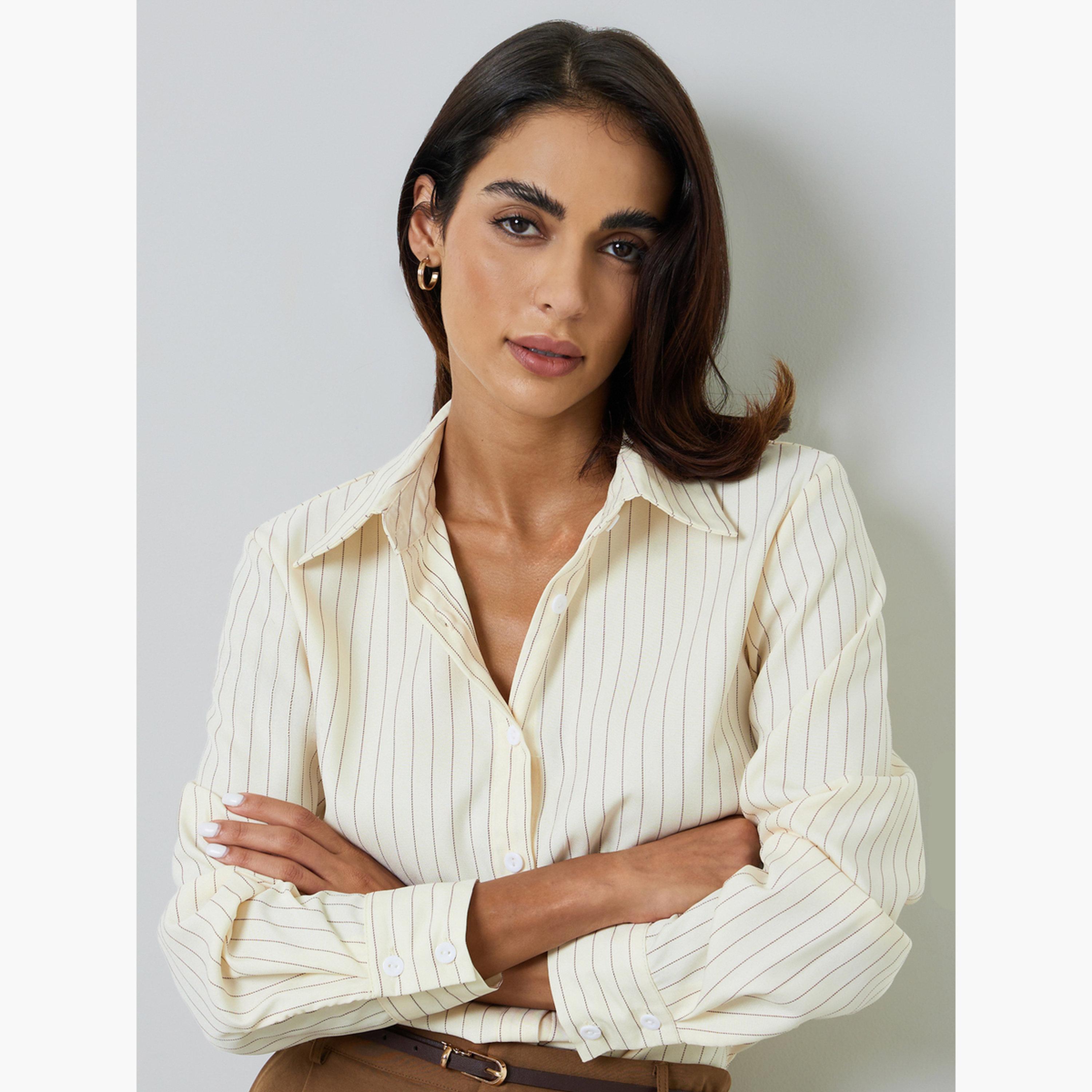 Take Two Striped Yellow Regular Fit Shirt-women-clothing-shirtsandblouses-shirts-image-4