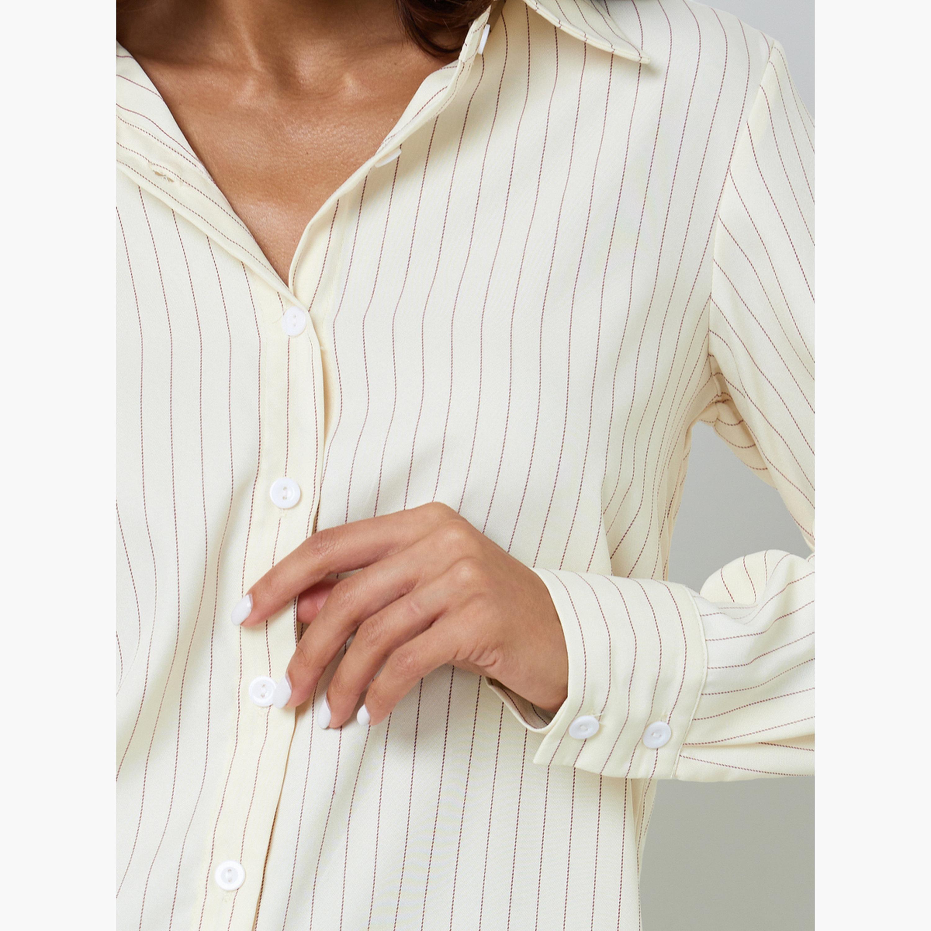 Take Two Striped Yellow Regular Fit Shirt-women-clothing-shirtsandblouses-shirts-image-5