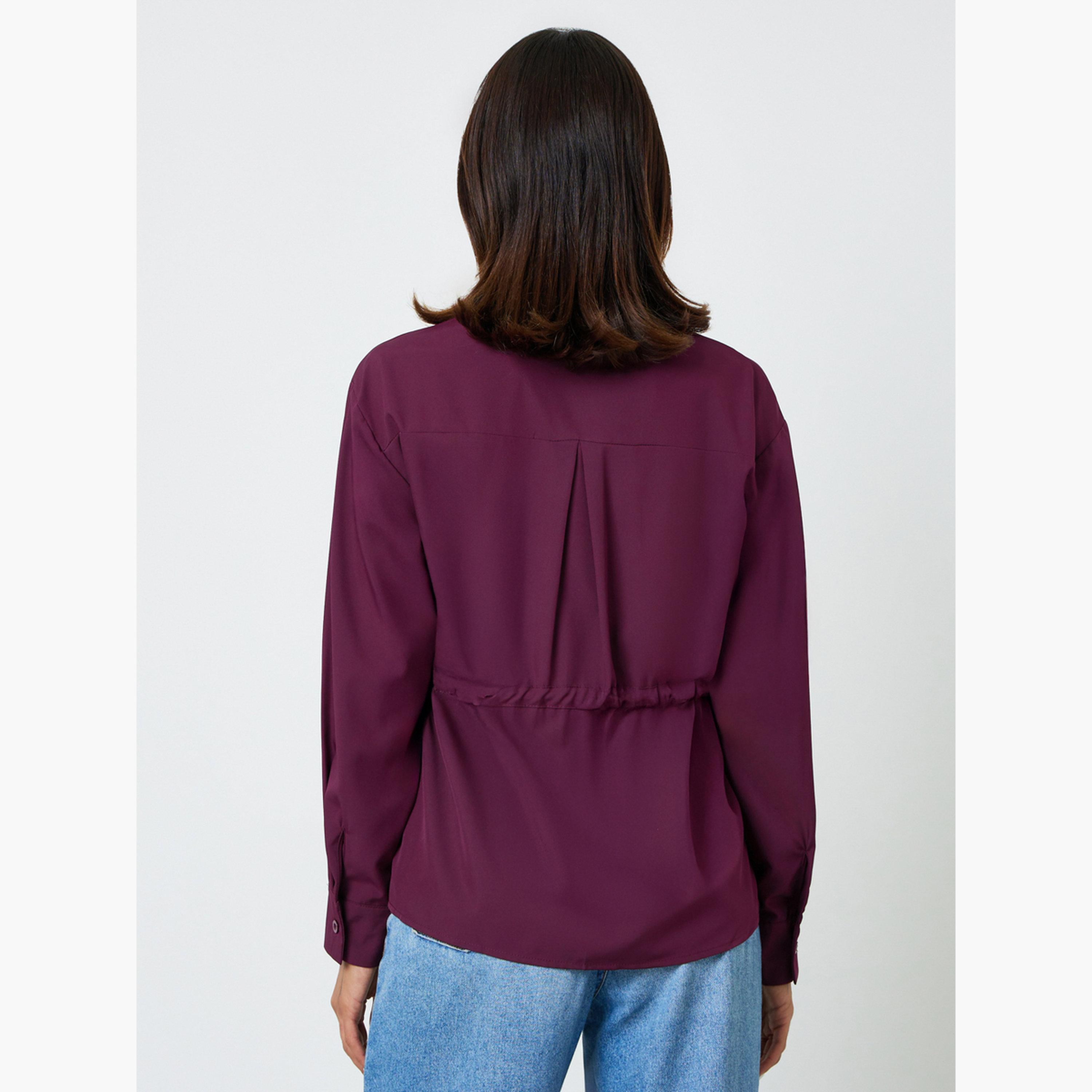 Take Two Purple Drawstring Waist Shirt-women-clothing-shirtsandblouses-shirts-image-3