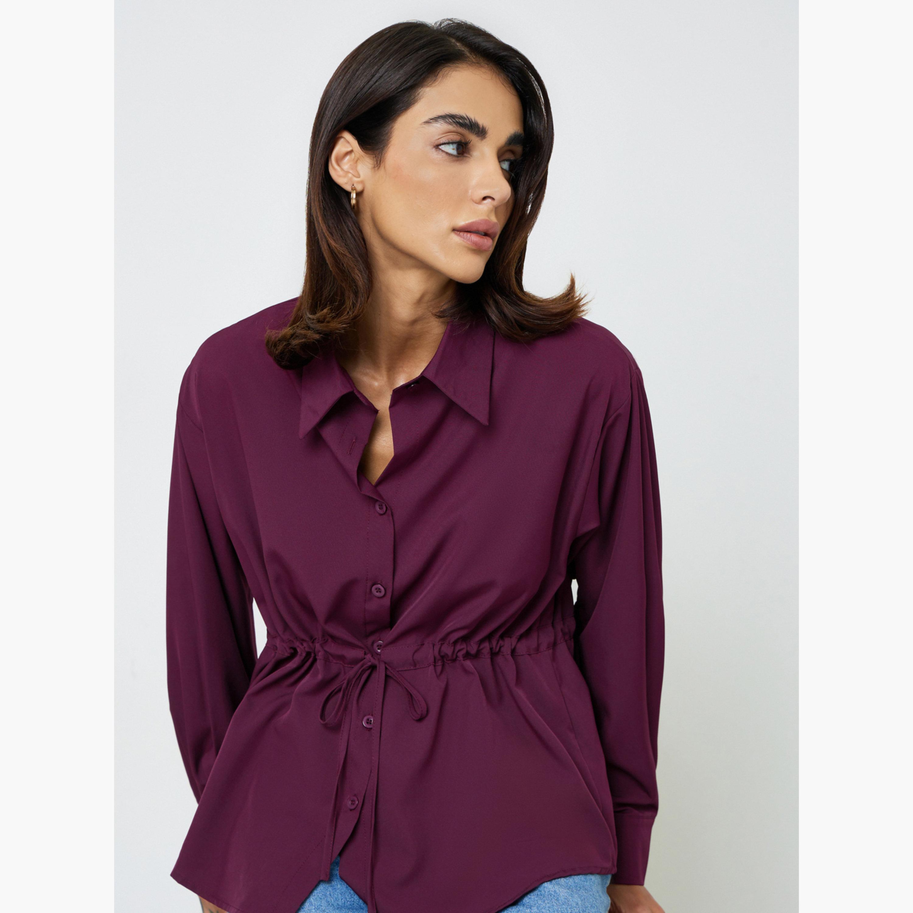 Take Two Purple Drawstring Waist Shirt-women-clothing-shirtsandblouses-shirts-image-4