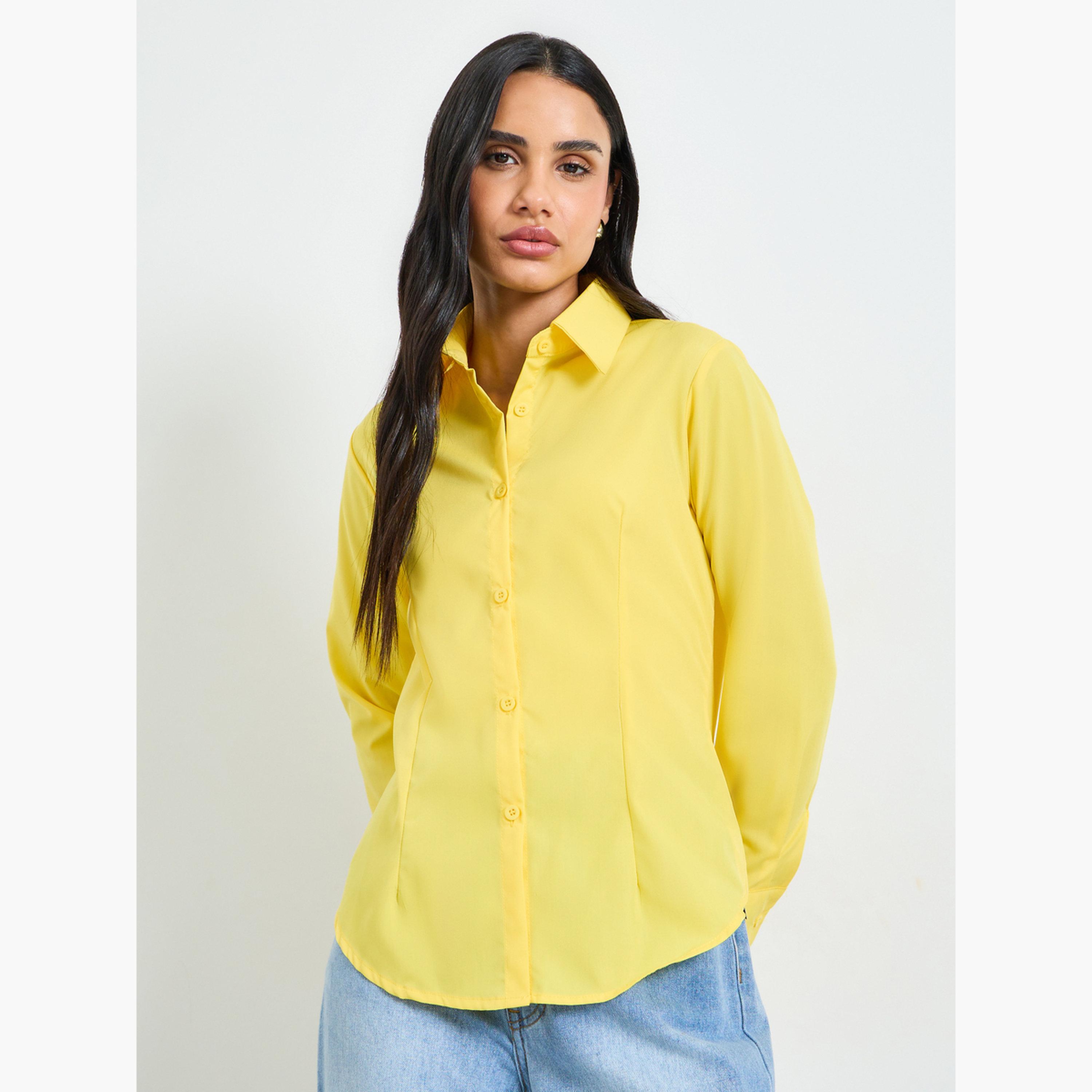 Take Two Yellow Long Sleeve Button-Up Shirt-women-clothing-shirtsandblouses-shirts-image-1