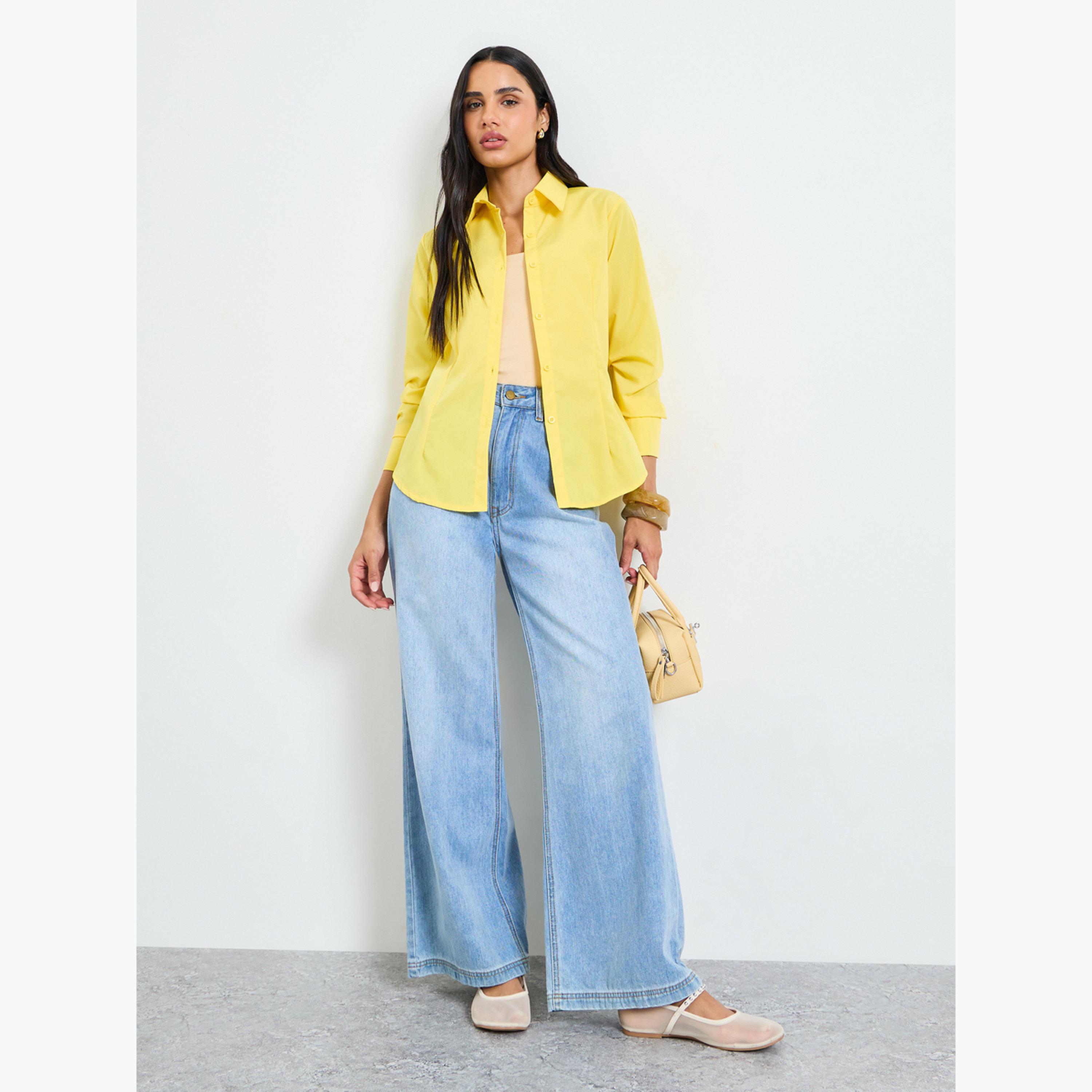 Take Two Yellow Long Sleeve Button-Up Shirt-women-clothing-shirtsandblouses-shirts-image-2