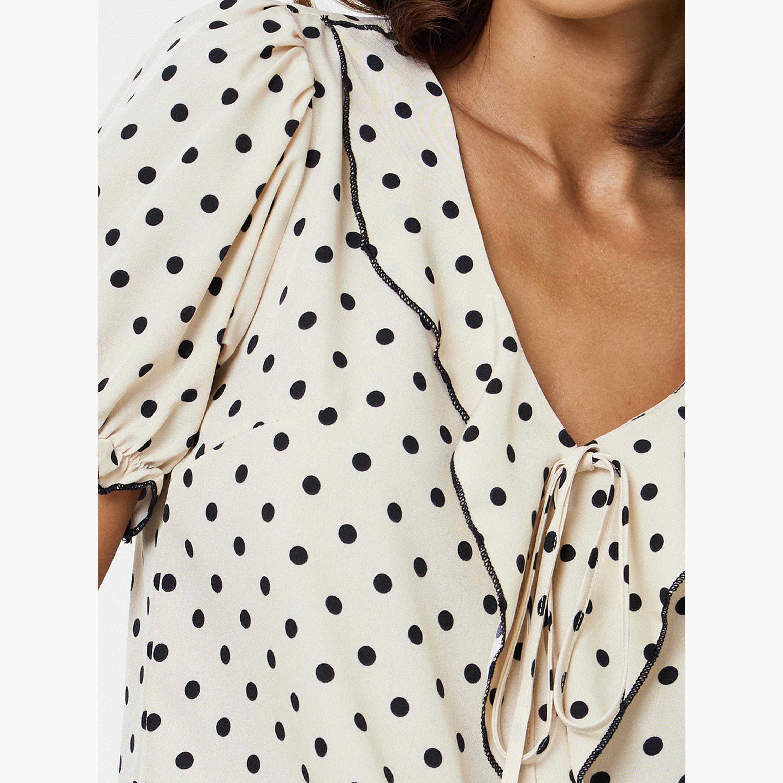 Take Two Polka Dot Ruffle Blouse with Short Sleeve-women-clothing-shirtsandblouses-blouses-image-5