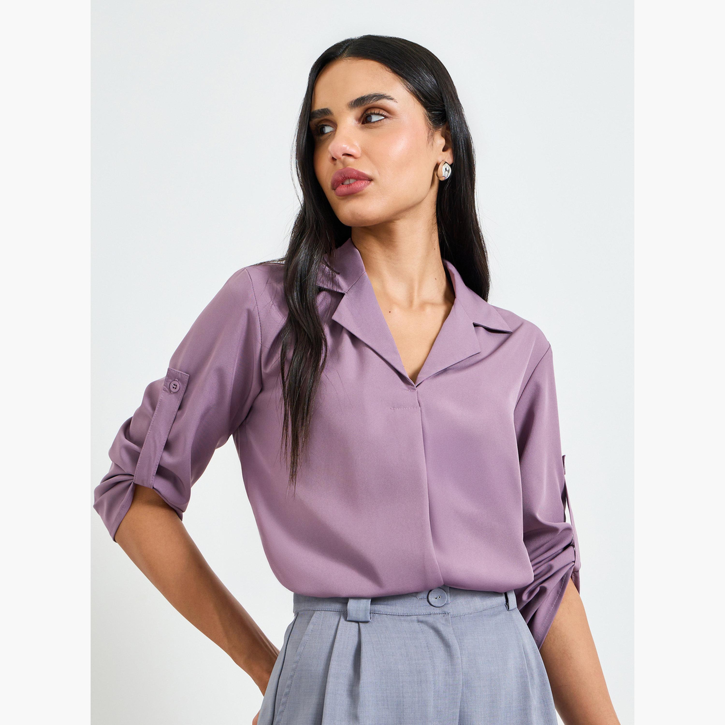 Take Two Purple 3/4 Sleeve Blouse-women-clothing-shirtsandblouses-blouses-image-4