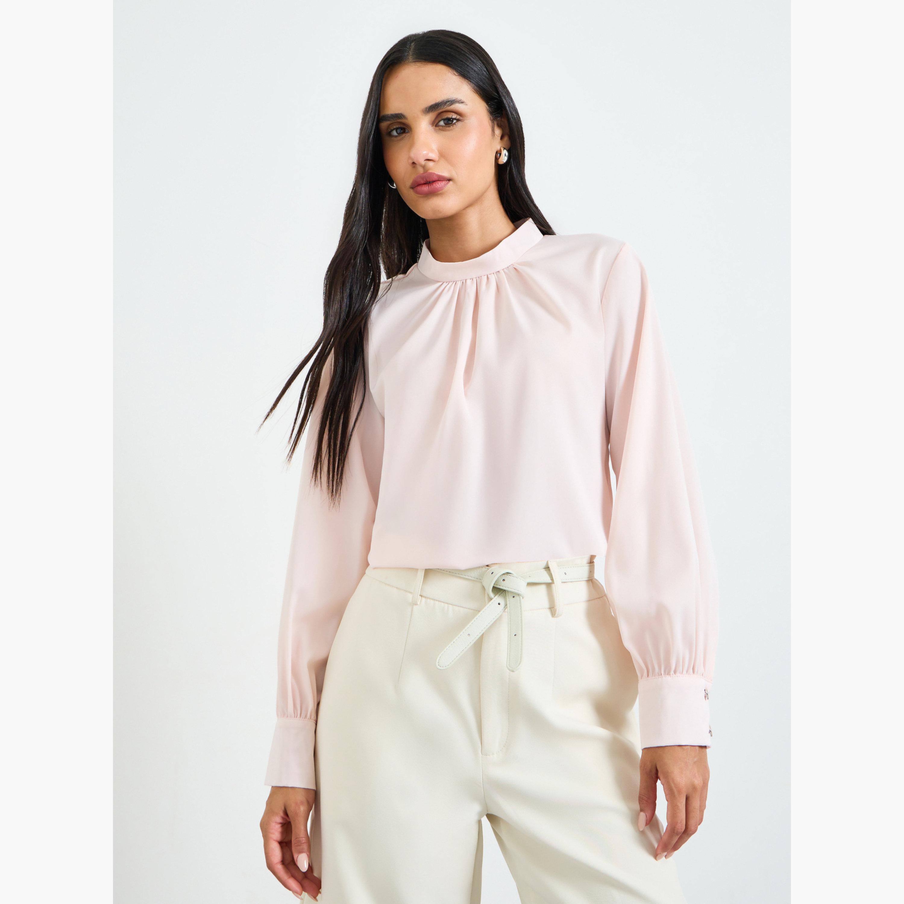 بلوزة بأكمام طويلة باللون الكريمي-women-clothing-shirtsandblouses-blouses-image-4