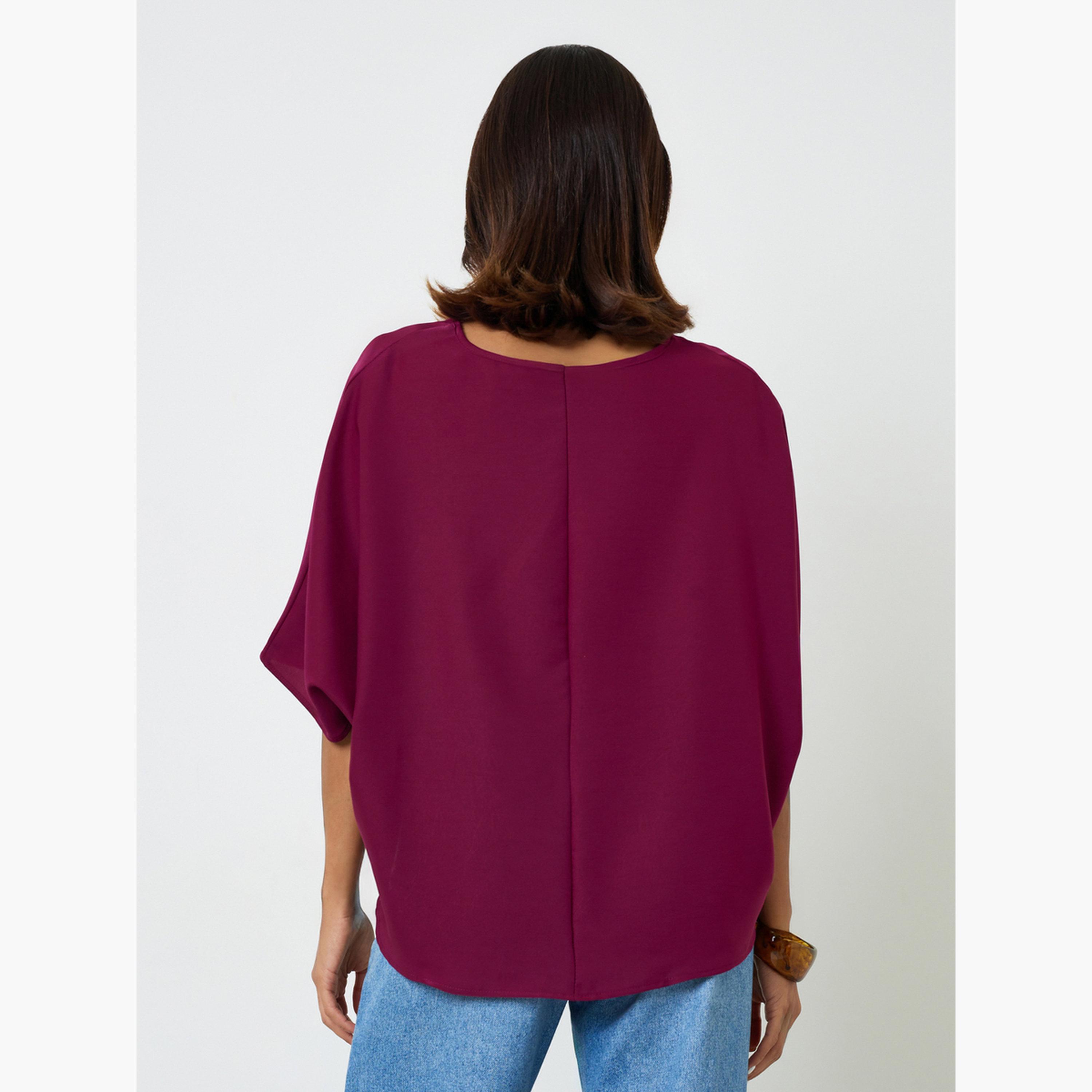 بلوزة بأكمام 3/4 بنفسجي-women-clothing-shirtsandblouses-blouses-image-3