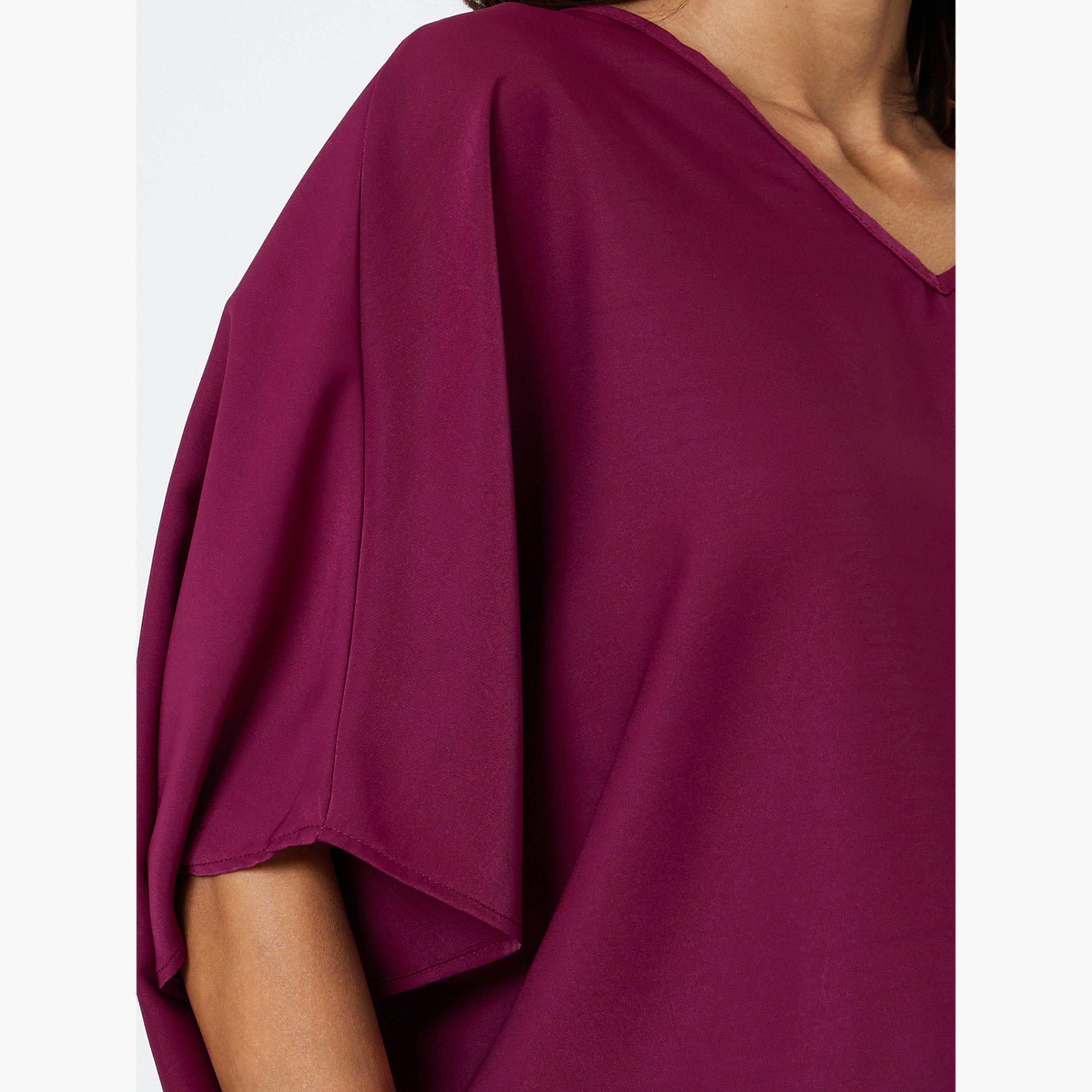 بلوزة بأكمام 3/4 بنفسجي-women-clothing-shirtsandblouses-blouses-image-4