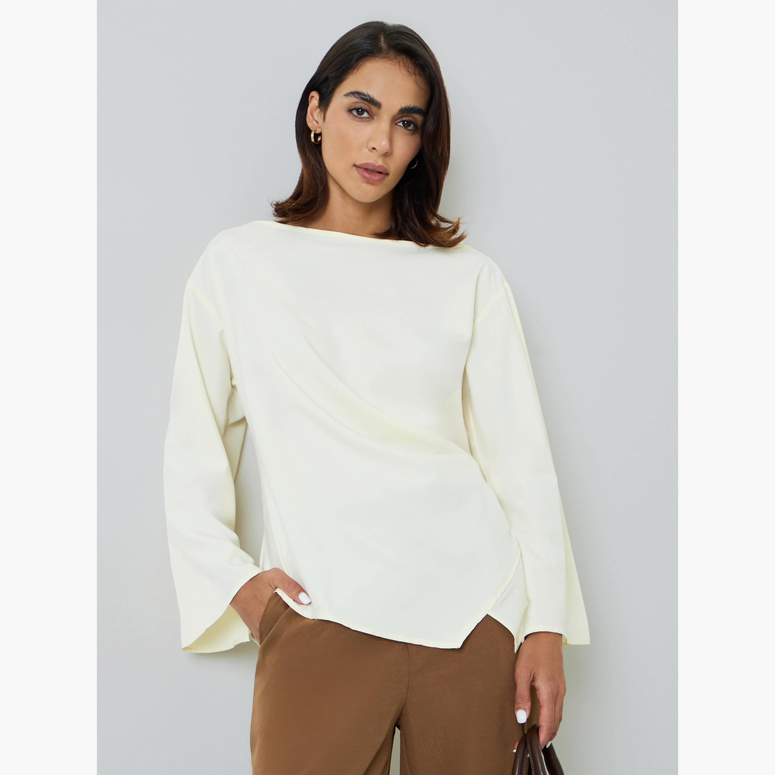 Take Two Beige Long Sleeve Boat Neck Top-women-clothing-shirtsandblouses-blouses-image-4