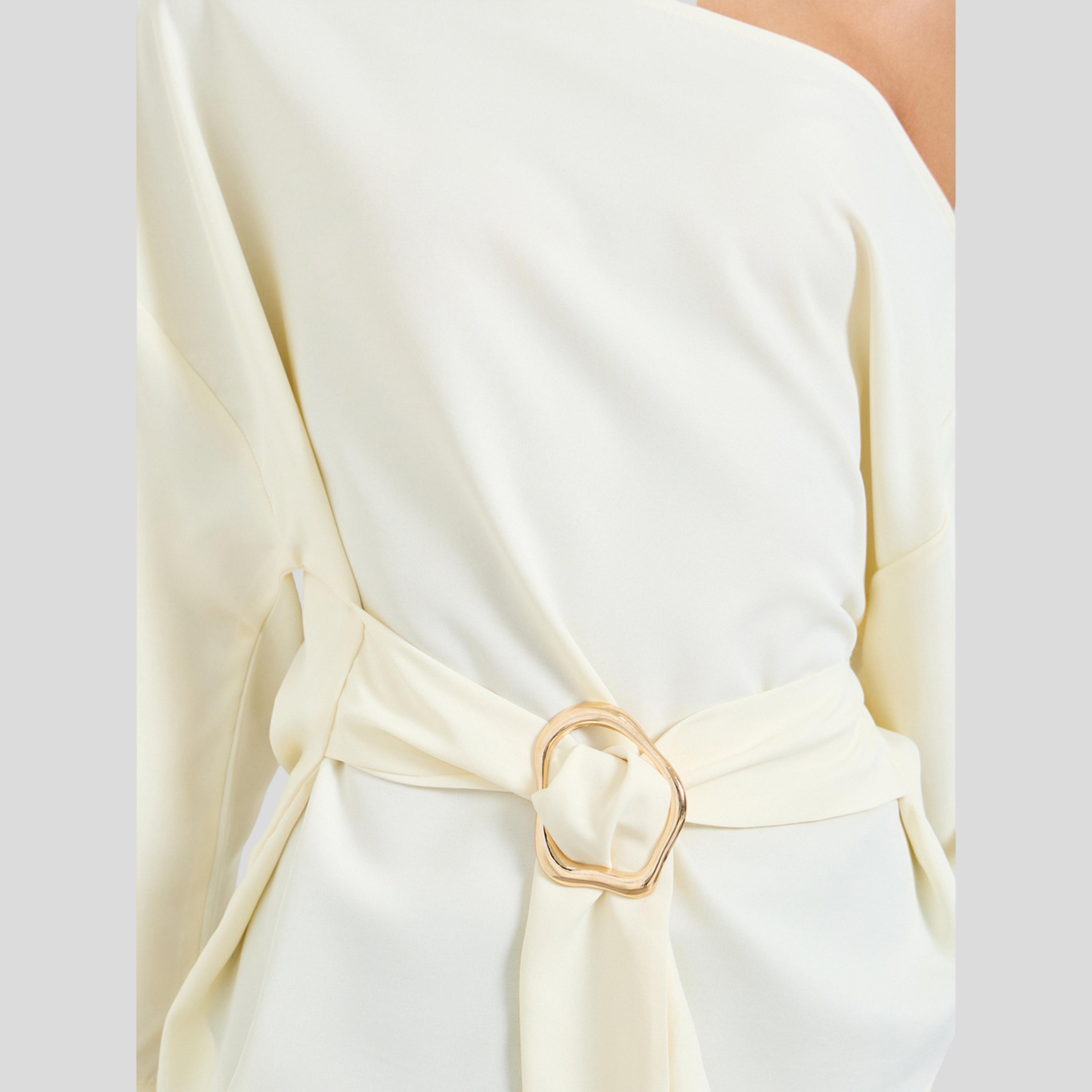 بلوزة بقصة عادية وأكمام طويلة وتفاصيل حلقة باللون البيج-women-clothing-shirtsandblouses-blouses-image-5