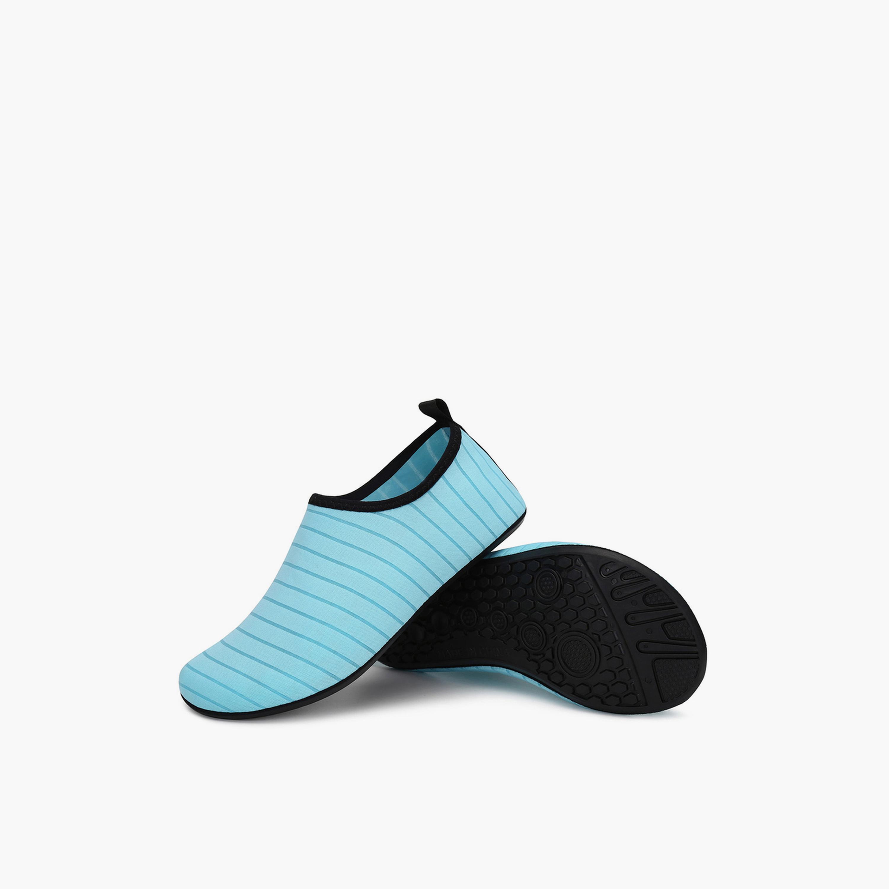 Take Two Womens Light Blue Striped Aqua Socks - Comfortable Flatform Slip-On-women-shoes-sneakers-image-1