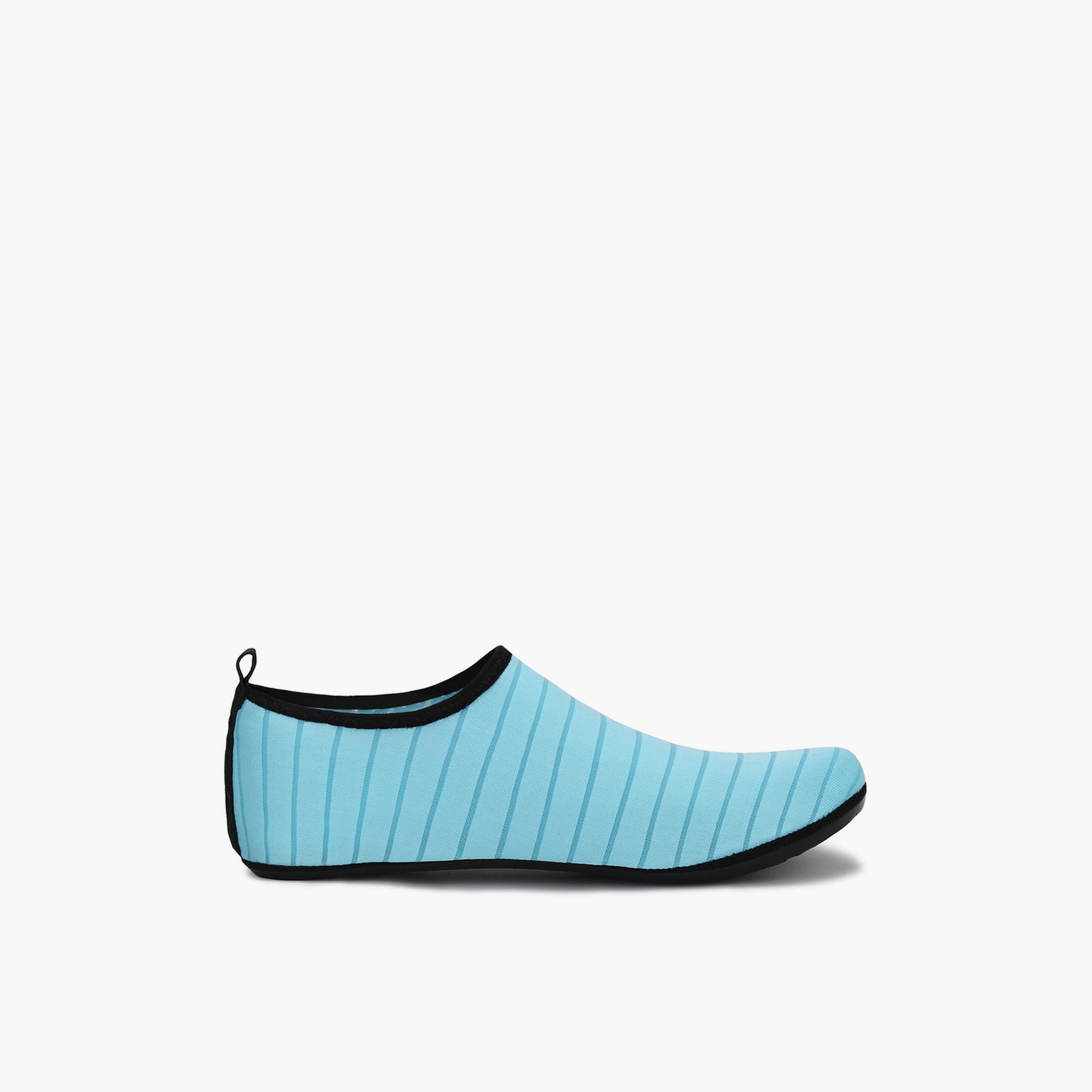 Take Two Womens Light Blue Striped Aqua Socks - Comfortable Flatform Slip-On-women-shoes-sneakers-image-2