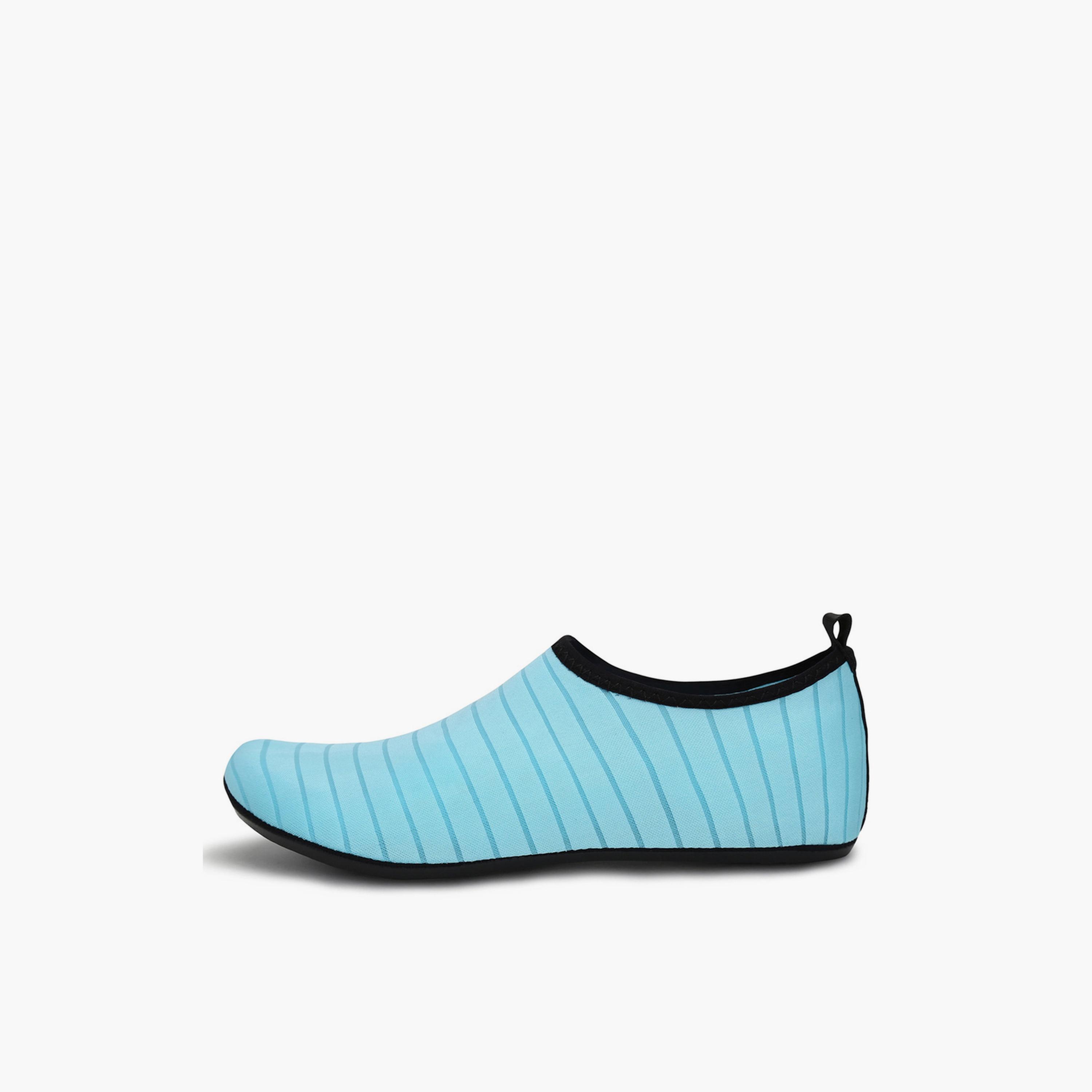 Take Two Womens Light Blue Striped Aqua Socks - Comfortable Flatform Slip-On-women-shoes-sneakers-image-3