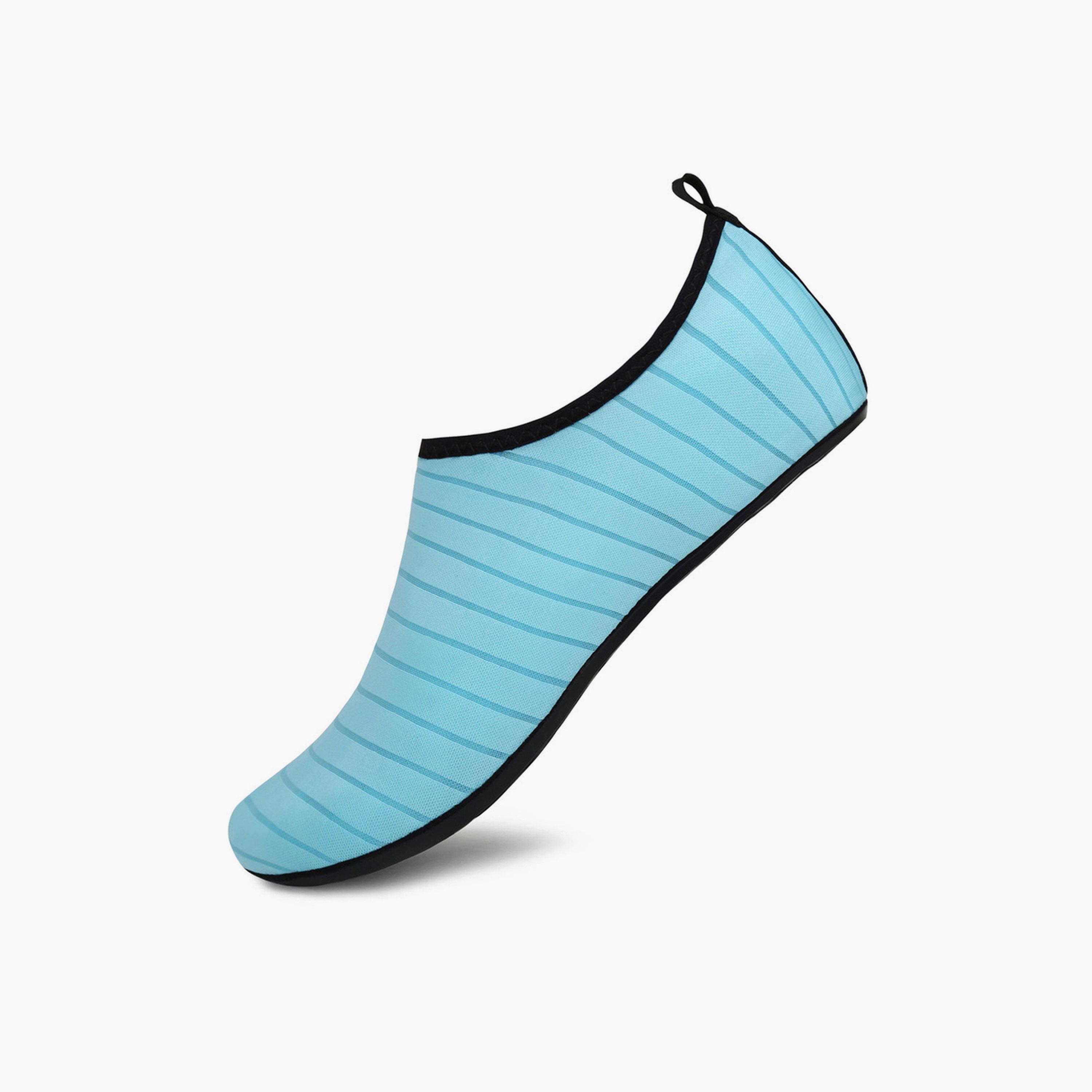 Take Two Womens Light Blue Striped Aqua Socks - Comfortable Flatform Slip-On-women-shoes-sneakers-image-5