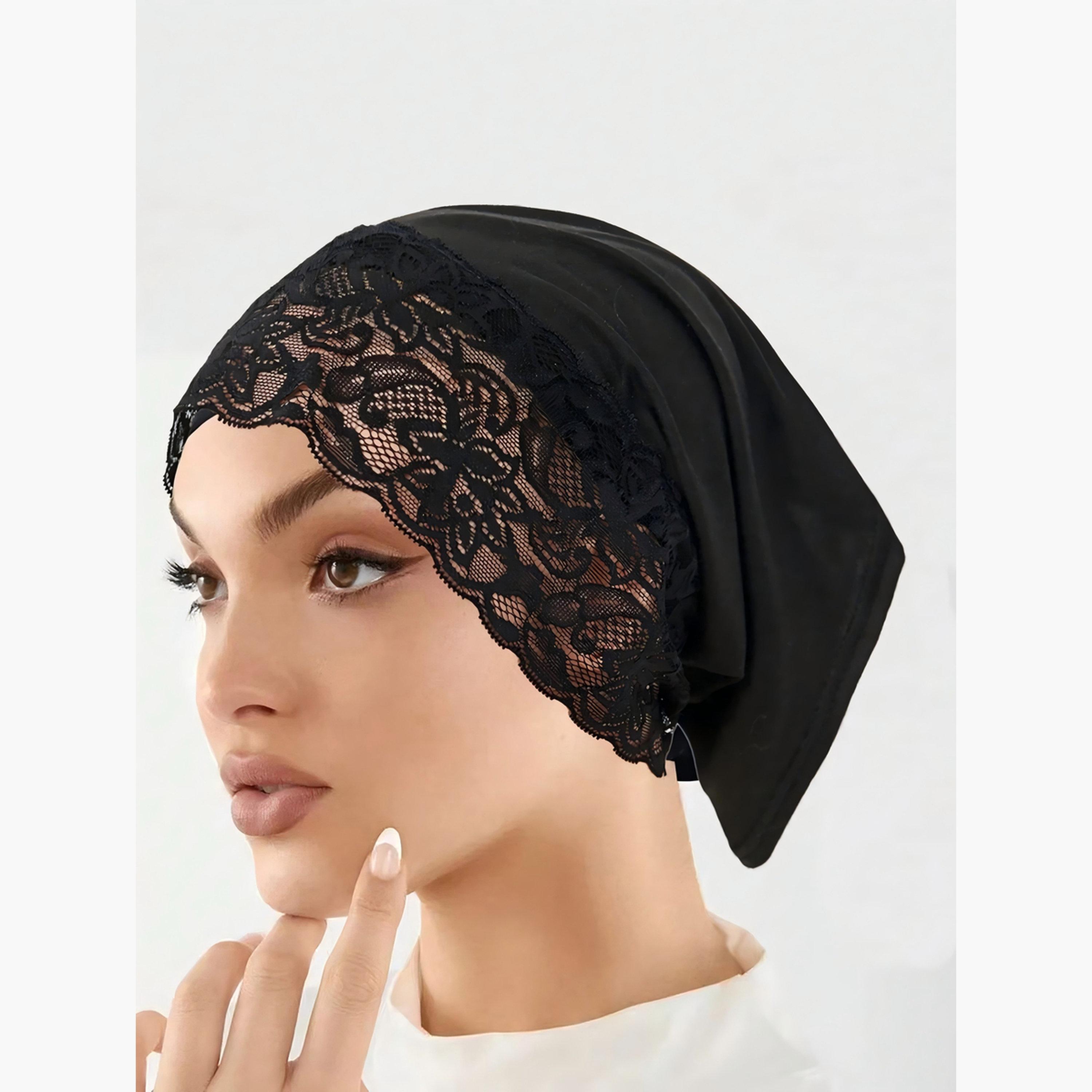 Take Two Black Lace Hijab-women-arabicclothing-headscarf-hijab-image-1