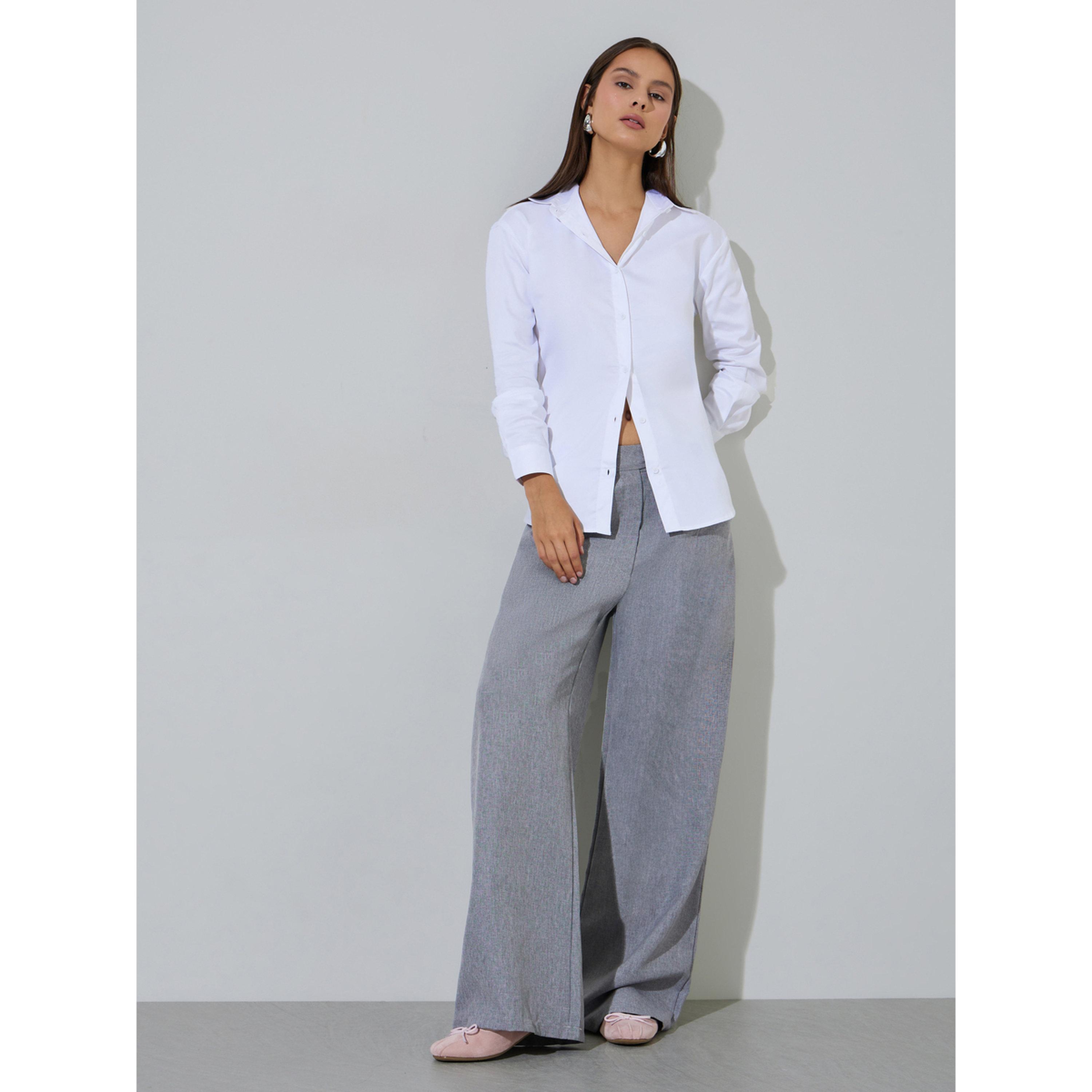 Styli Off White Solid Longlined Long Sleeves Oversized Shirt-women-clothing-shirtsandblouses-shirts-image-2