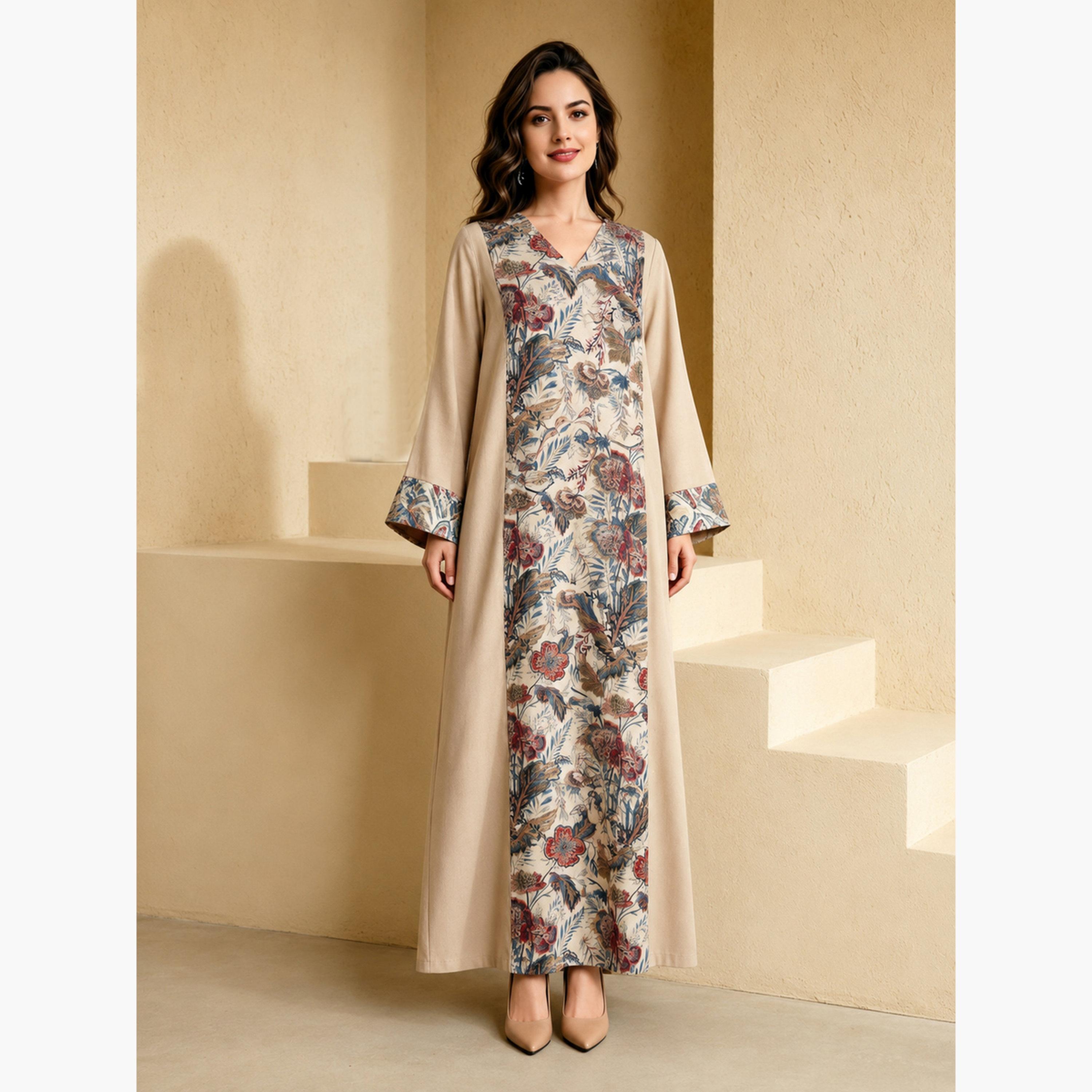 جلابية بطبعة جرافيك وأكمام طويلة-women-arabicclothing-jalabiyas-image-1