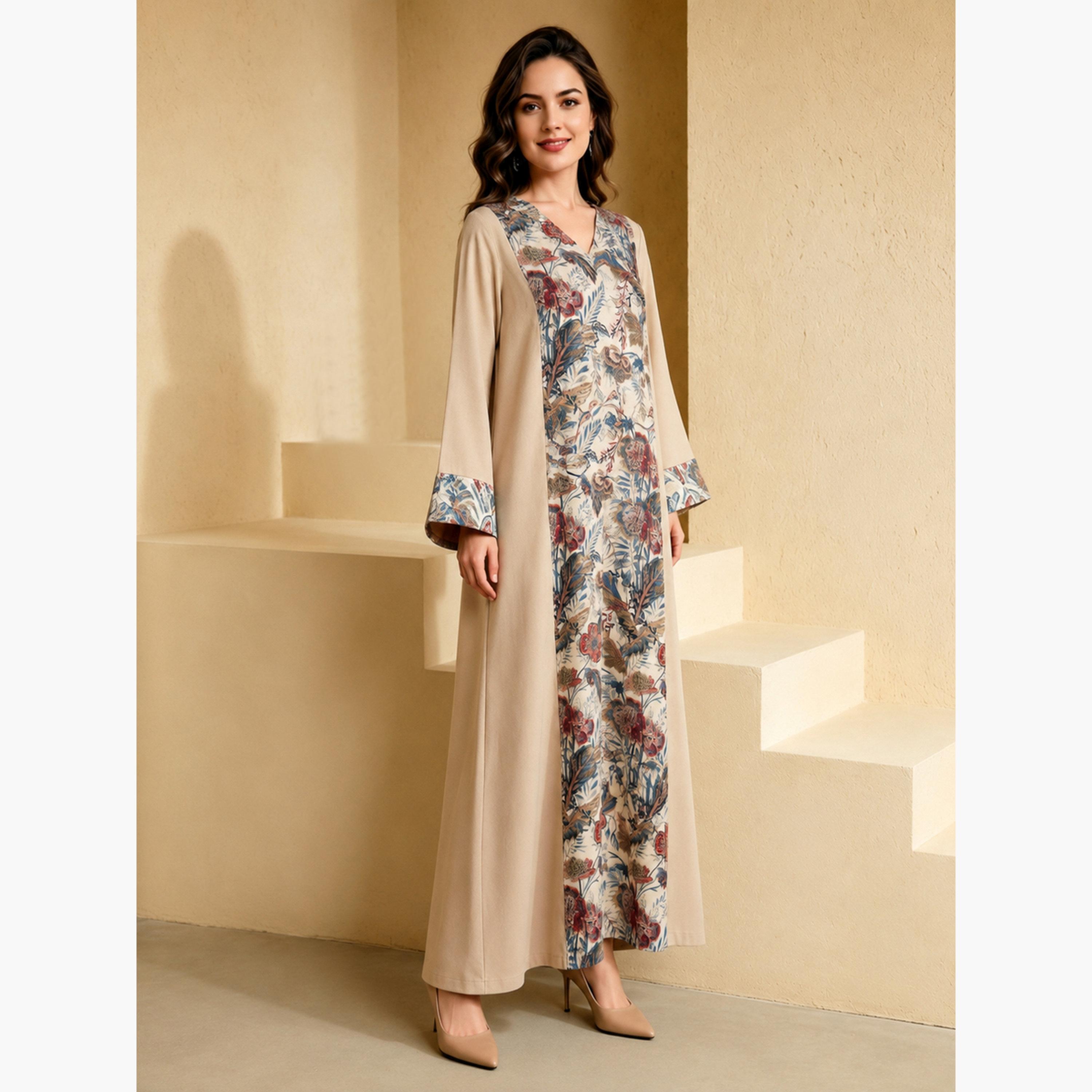 جلابية بطبعة جرافيك وأكمام طويلة-women-arabicclothing-jalabiyas-image-2