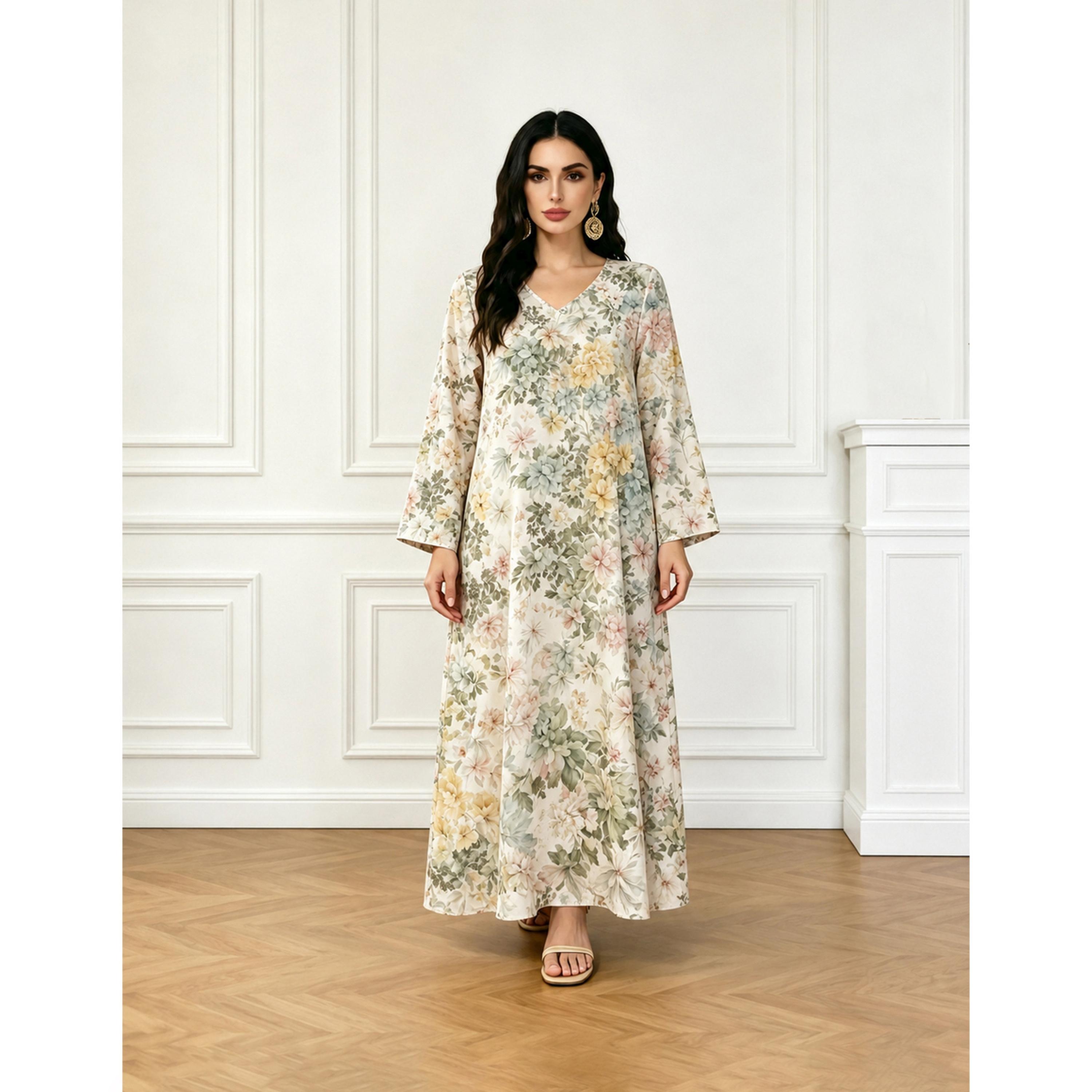 جلابية بطبعة زهور-women-arabicclothing-jalabiyas-image-1