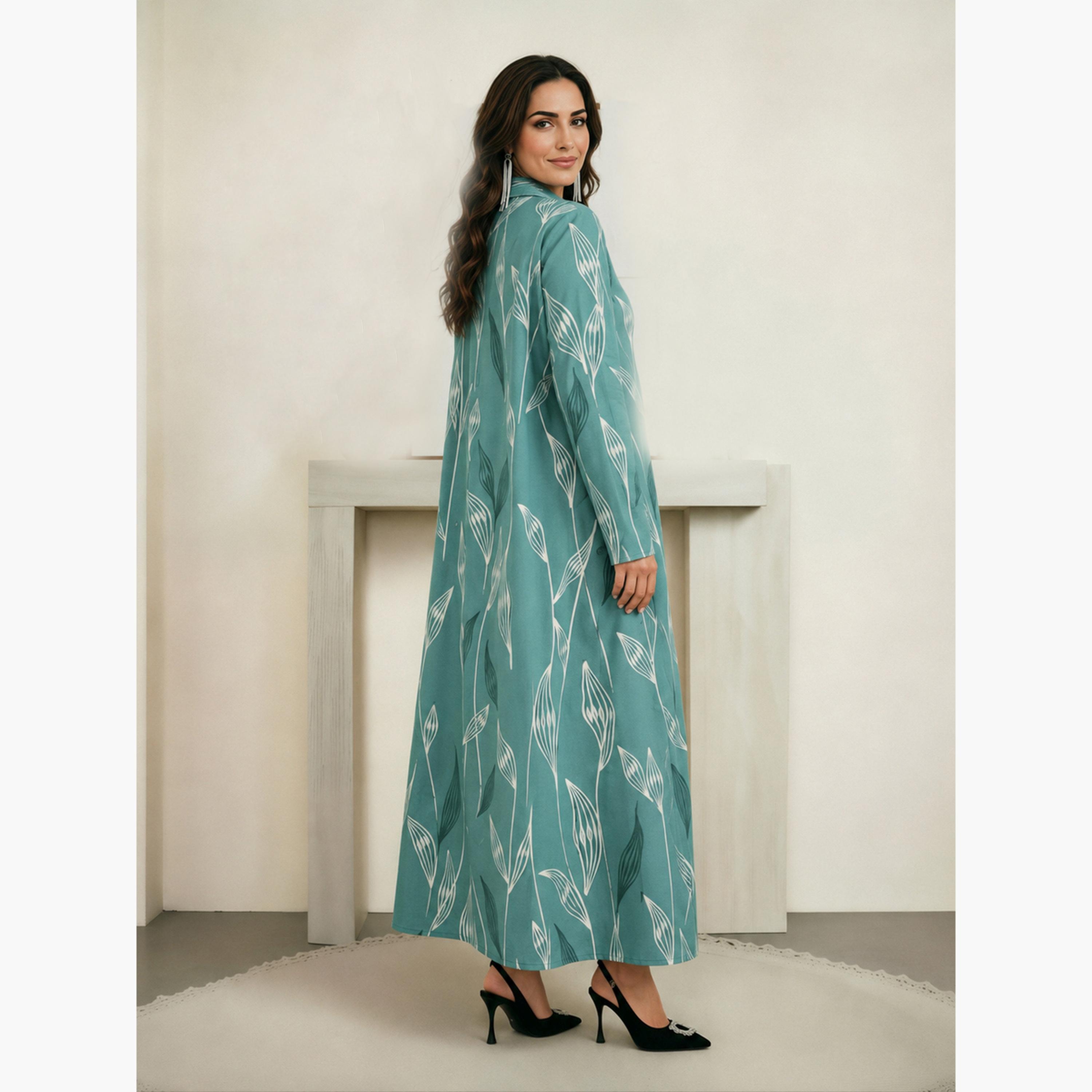 Take Two Green Long Sleeves Graphic Print Shirt Maxi Dress-women-clothing-dresses-image-3