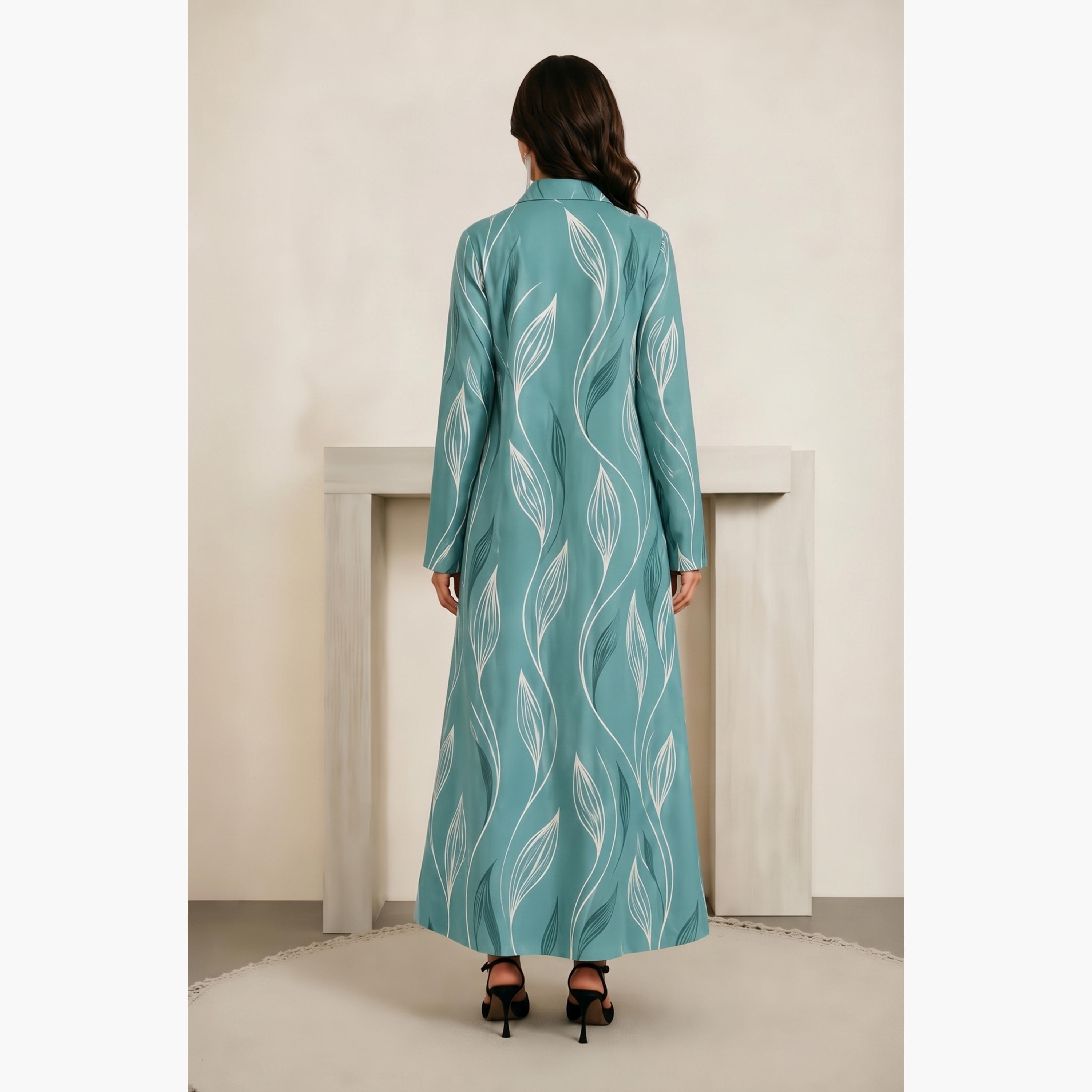 Take Two Green Long Sleeves Graphic Print Shirt Maxi Dress-women-clothing-dresses-image-5