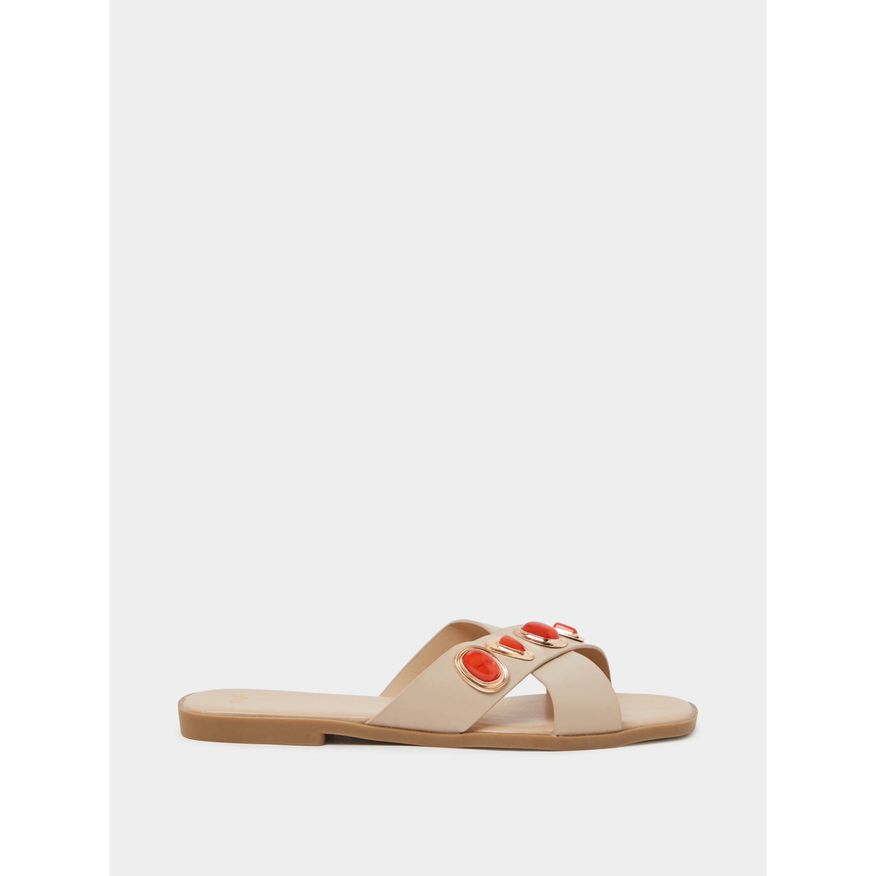 صندل مسطح مزين-women-shoes-sandals-flats-image-3