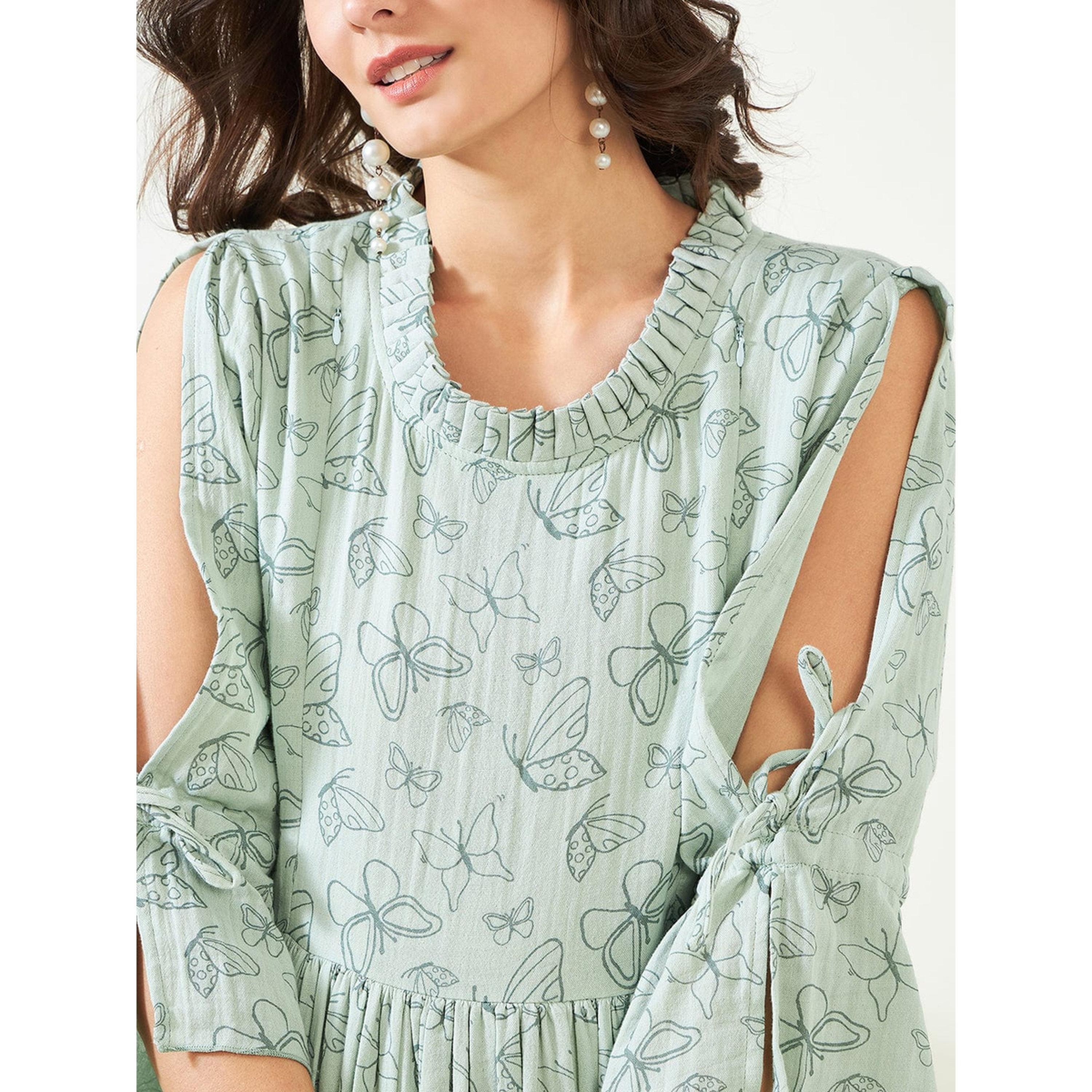 قميص نوم مريح للحوامل بحافة بكشكش وطبعة فراشة-women-clothing-maternity-nightwear-image-5