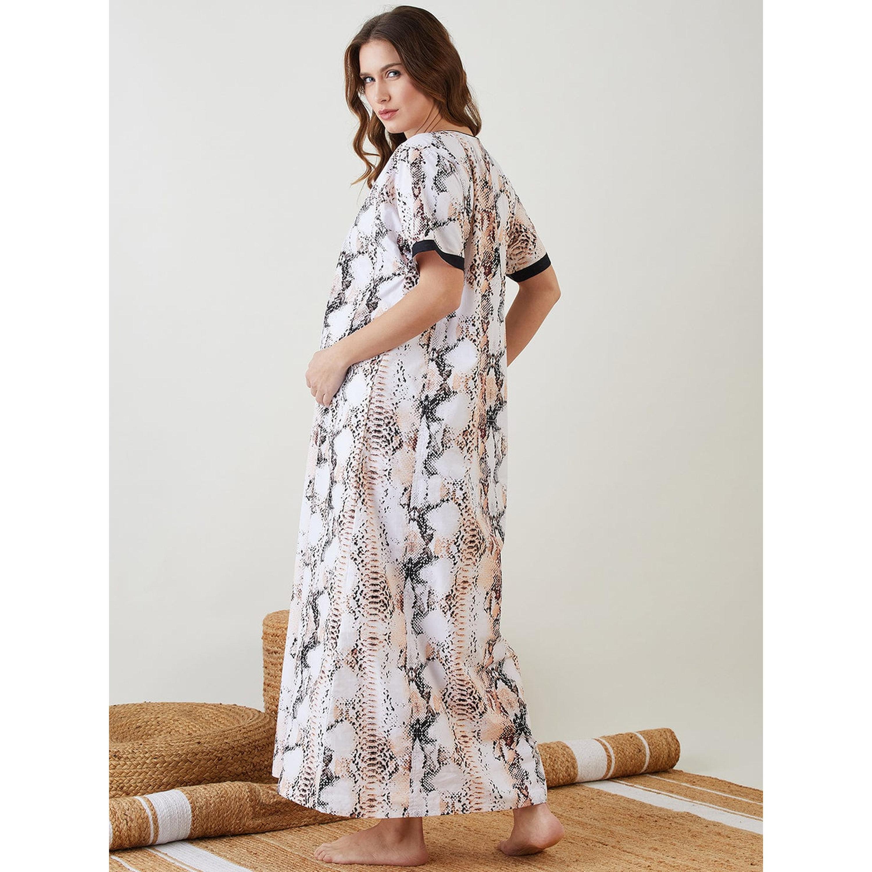 قميص نوم قطن للحوامل بطبعة جلد الثعبان-women-clothing-maternity-nightwear-image-4