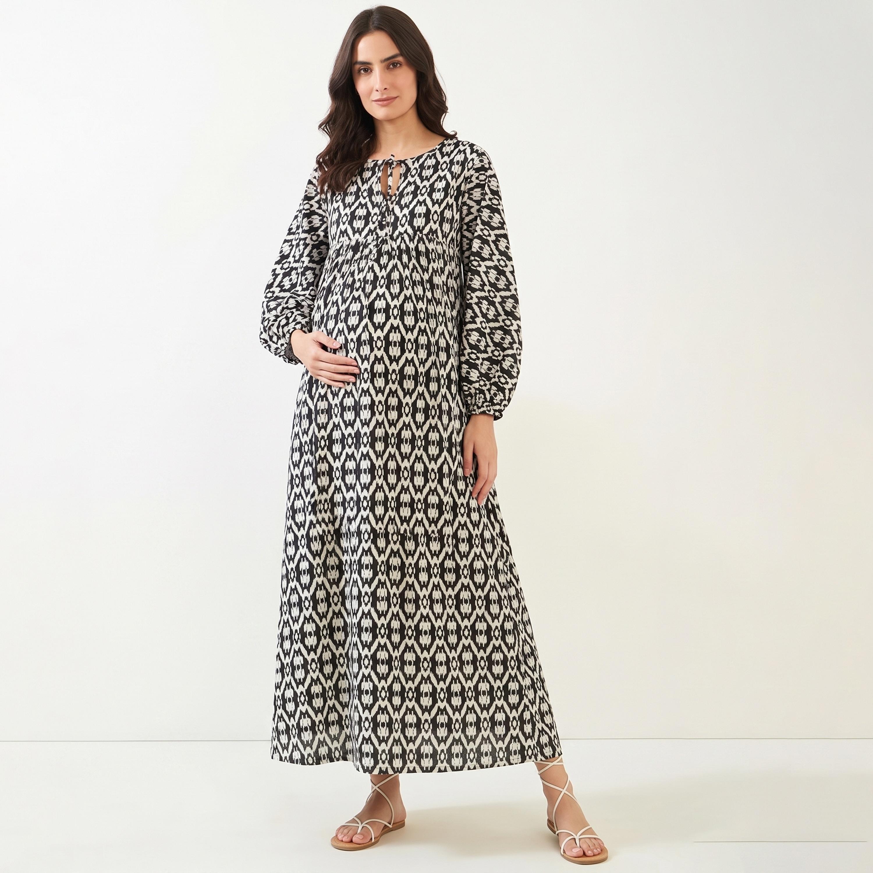 قميص نوم قطن دوبي للحوامل بنقشات متعددة-women-clothing-maternity-nightwear-image-1