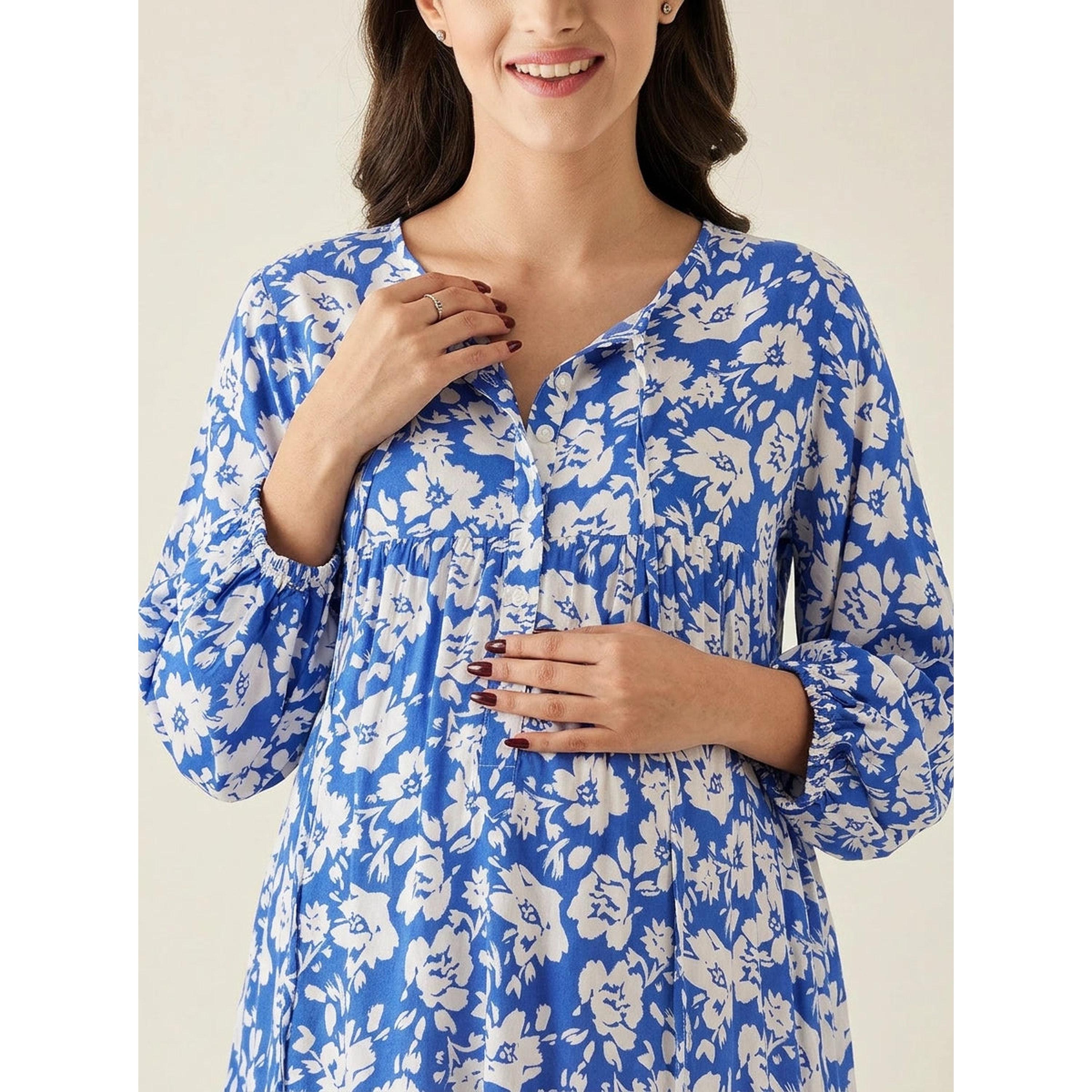 قميص نوم للحوامل بأكمام طويلة وطبعة زهور-women-clothing-maternity-nightwear-image-5