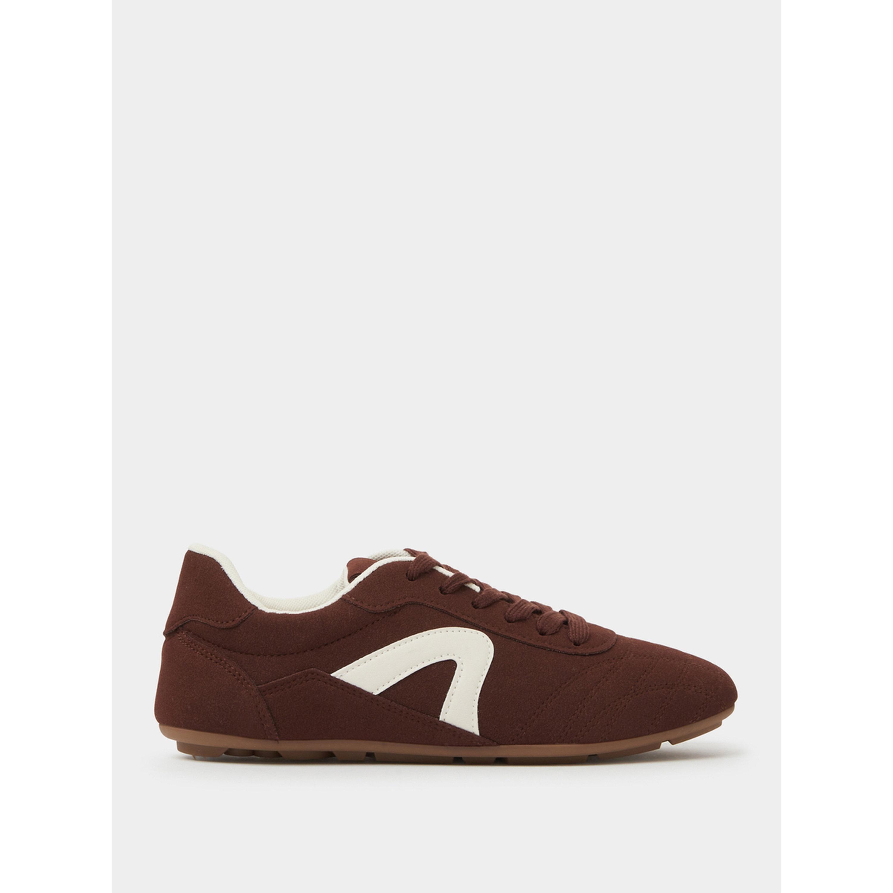 ستايلي - حذاء رياضي بني اللون من الجلد الصناعي رباط-women-shoes-sneakers-image-2