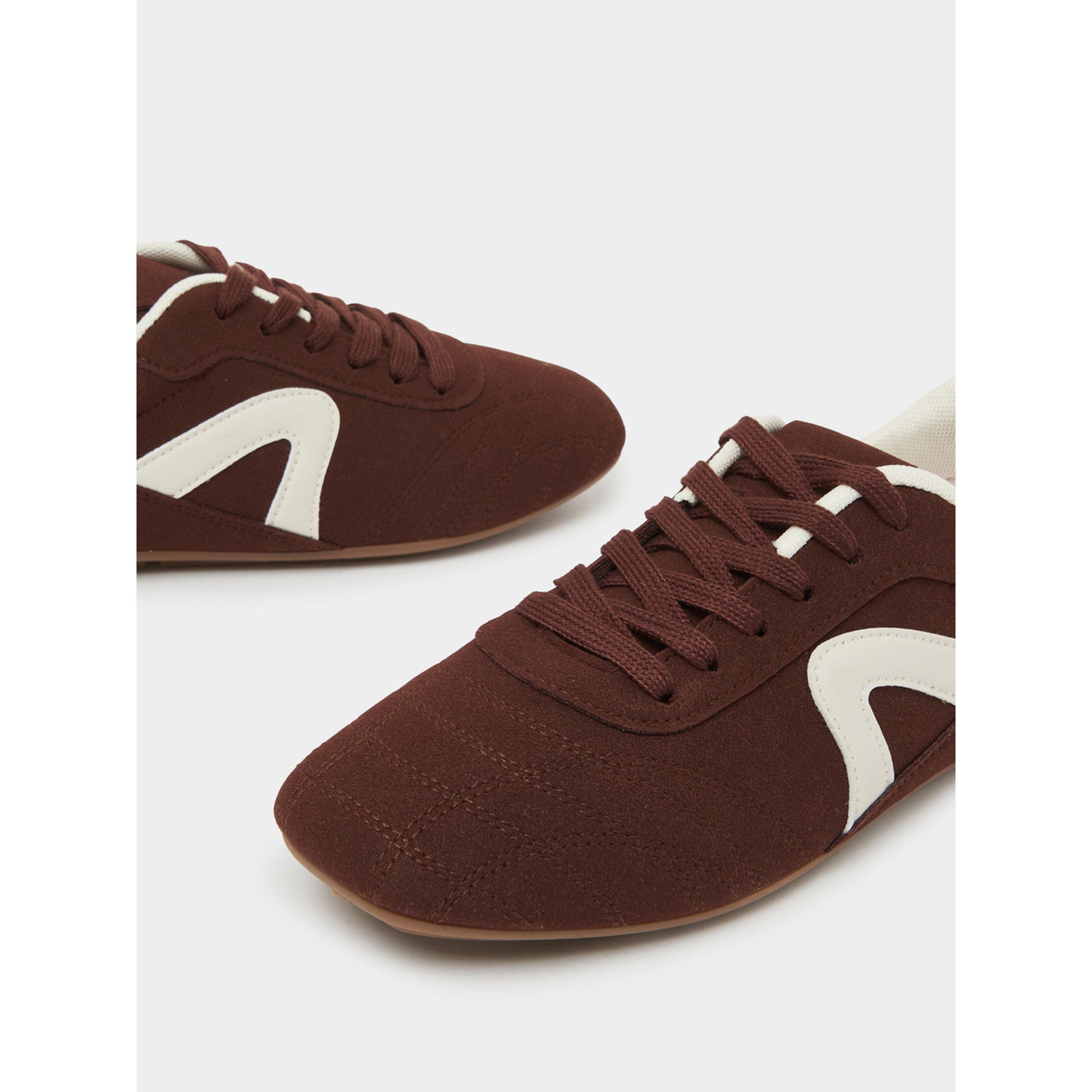 Styli Brown PU Lace-Up Sports Sneakers-women-shoes-sneakers-image-4