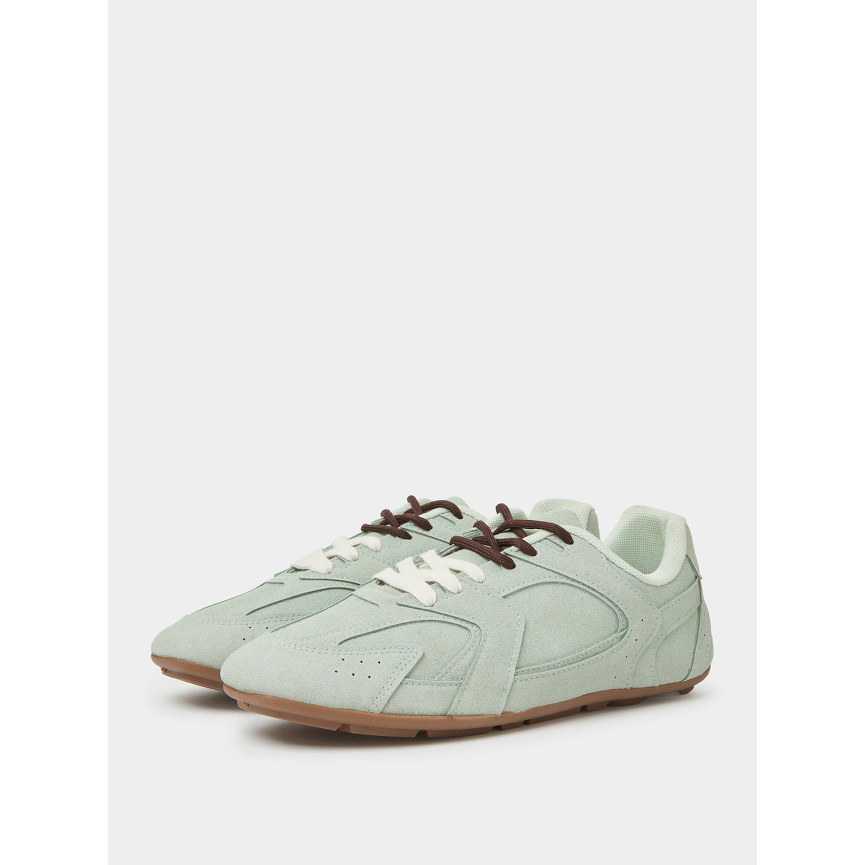 Styli Mint Green Suede Lace-Up Sneakers-women-shoes-sneakers-image-1