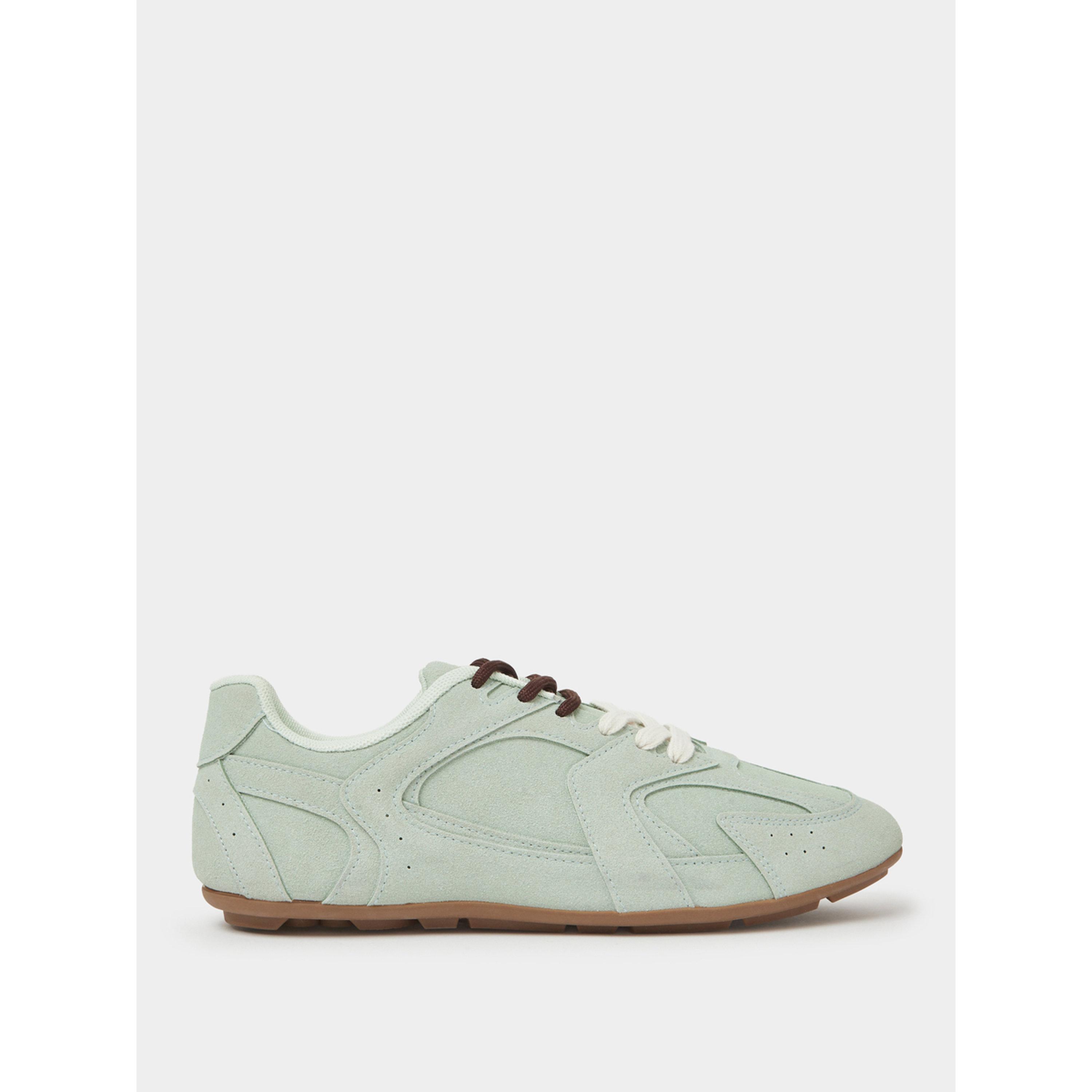 Styli Mint Green Suede Lace-Up Sneakers-women-shoes-sneakers-image-2