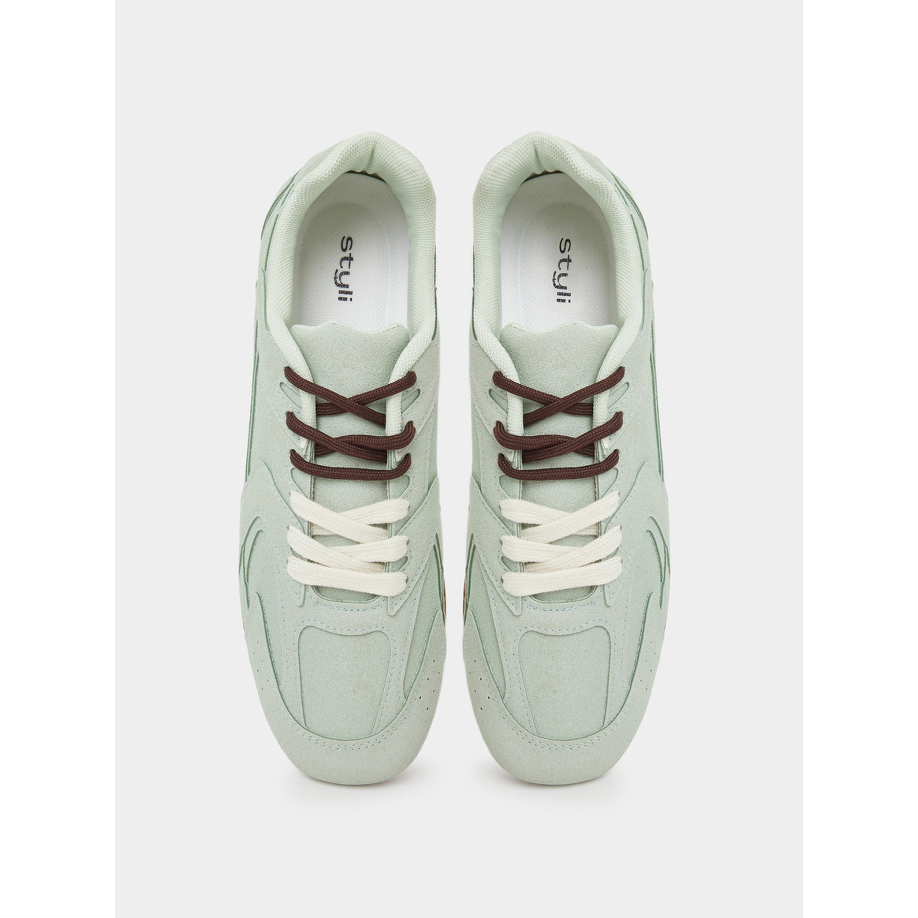 Styli Mint Green Suede Lace-Up Sneakers-women-shoes-sneakers-image-3