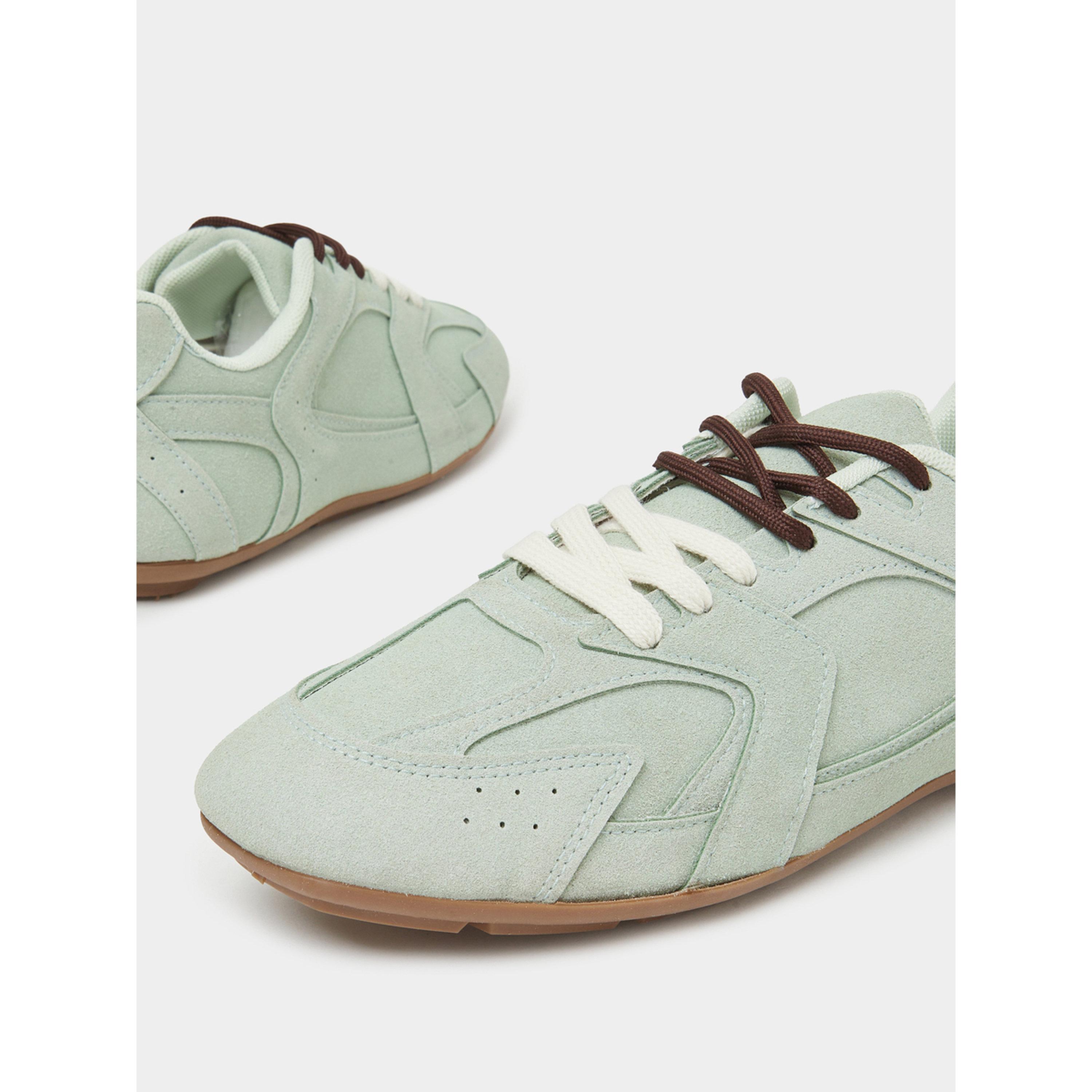 Styli Mint Green Suede Lace-Up Sneakers-women-shoes-sneakers-image-4