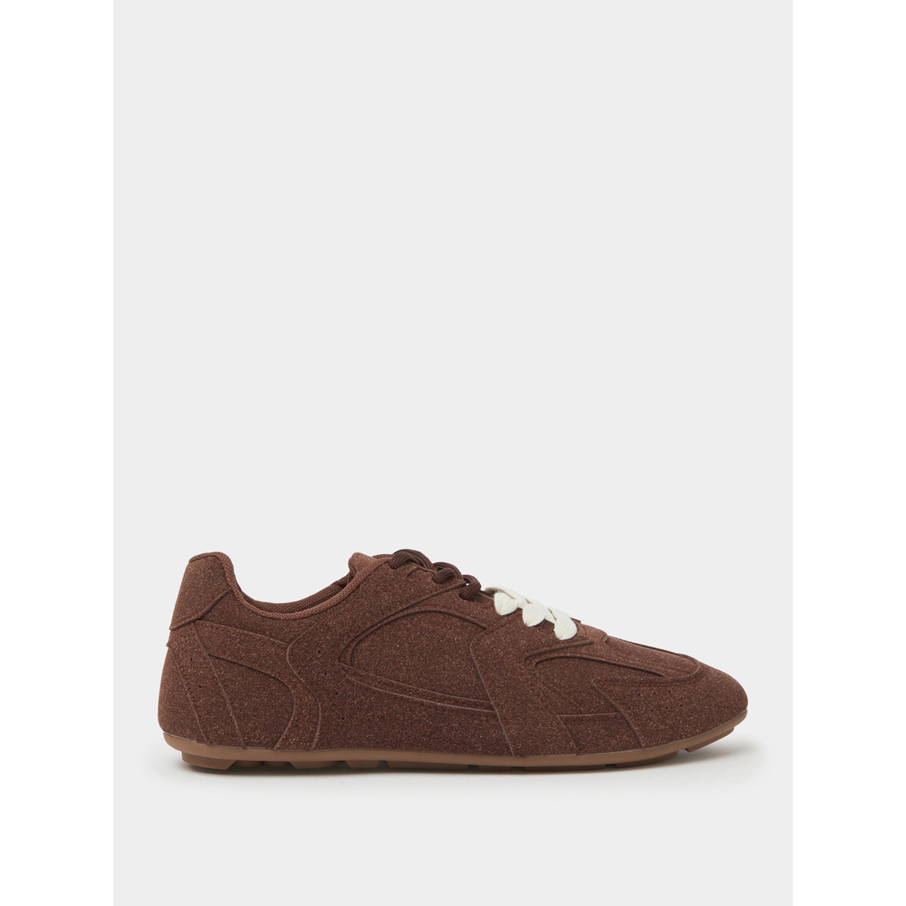 ستايلي - حذاء رياضي أنيق من جلد الغزال البني رباط-women-shoes-sneakers-image-2