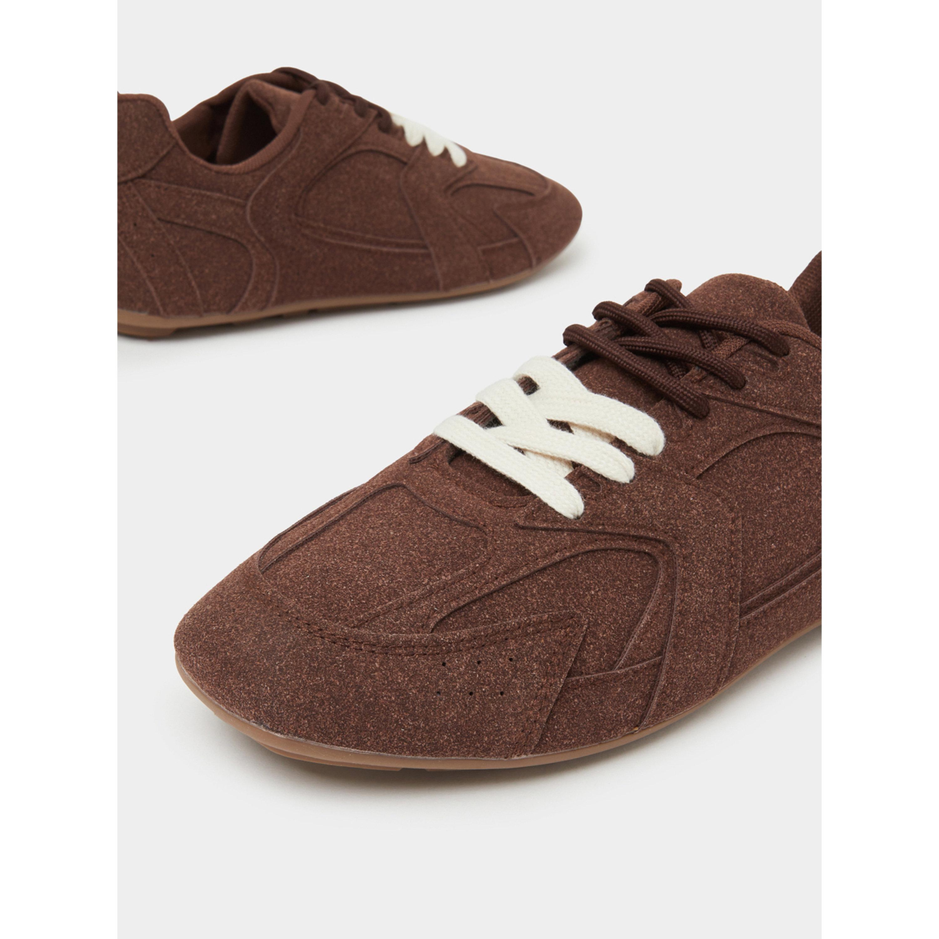 Styli Brown Suede Lace-Up Sports Sneakers-women-shoes-sneakers-image-4