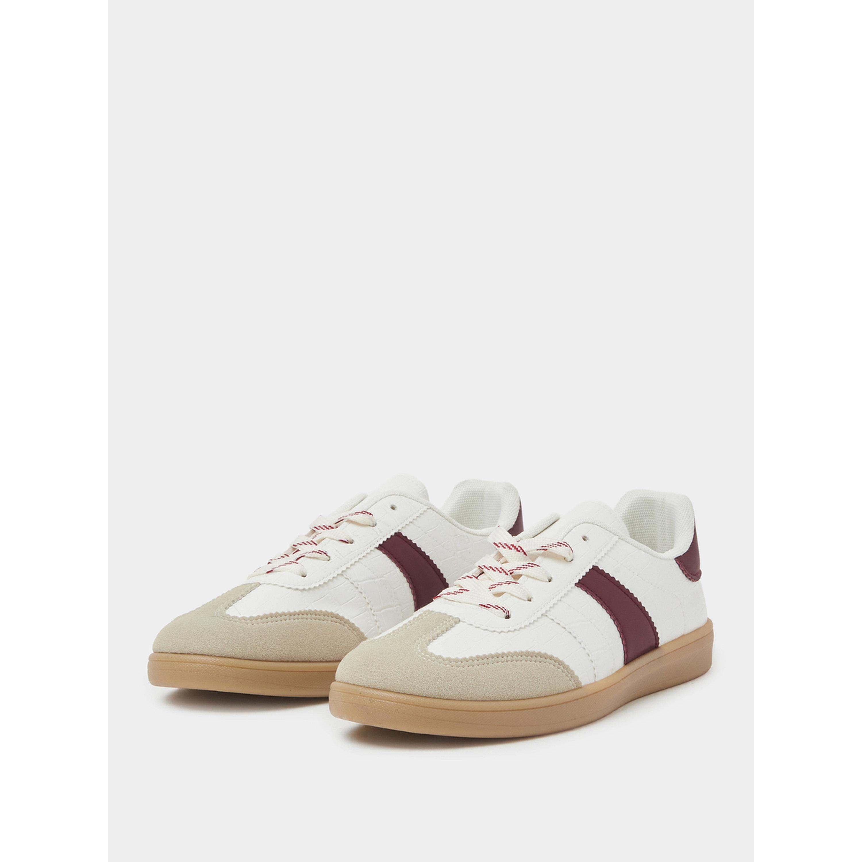 Styli Burgundy Crocodile Embossed PU Sneakers with Gum Sole-women-shoes-sneakers-image-1